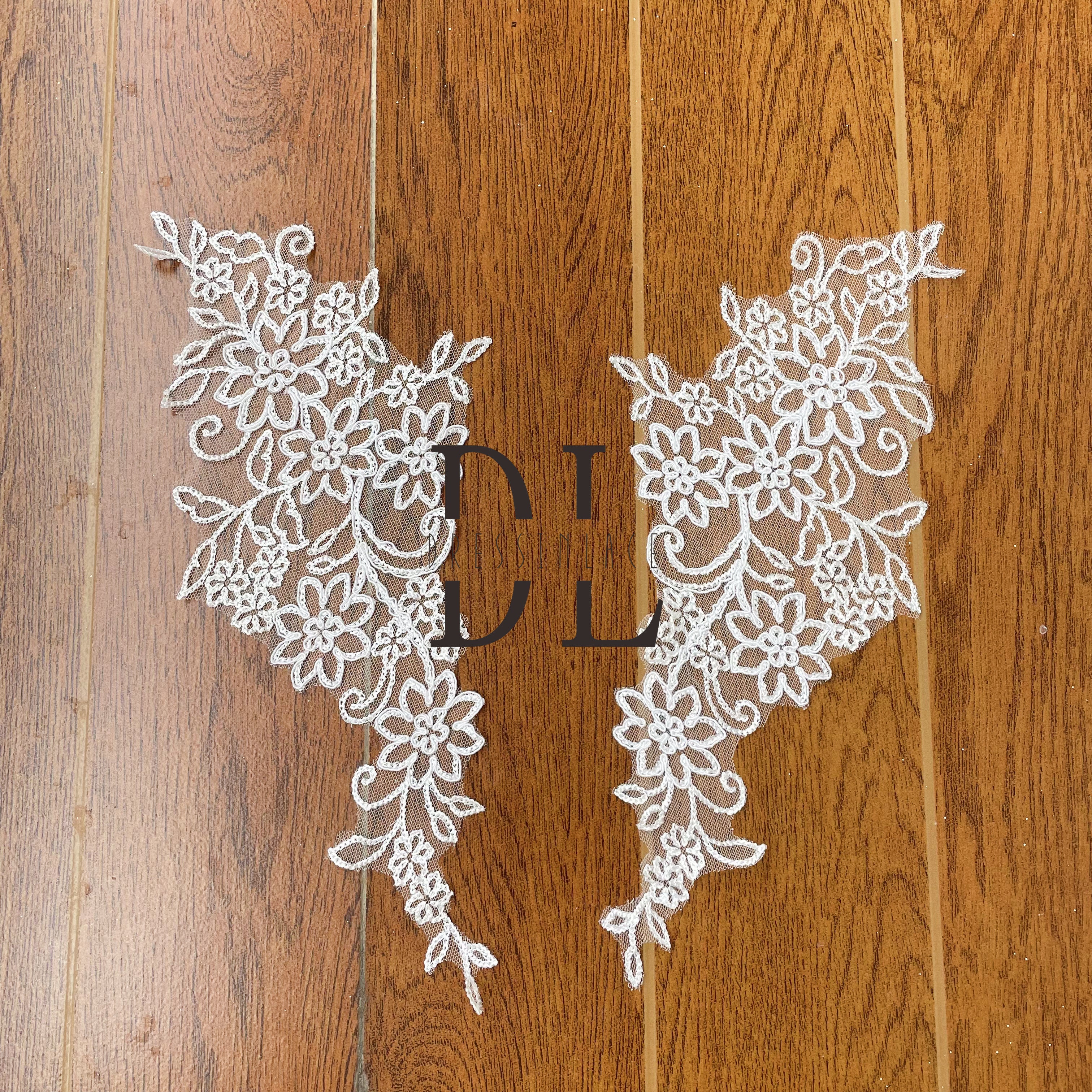 DLM2263 flowers lace motifs with cording for bridal DIY accessories appliques