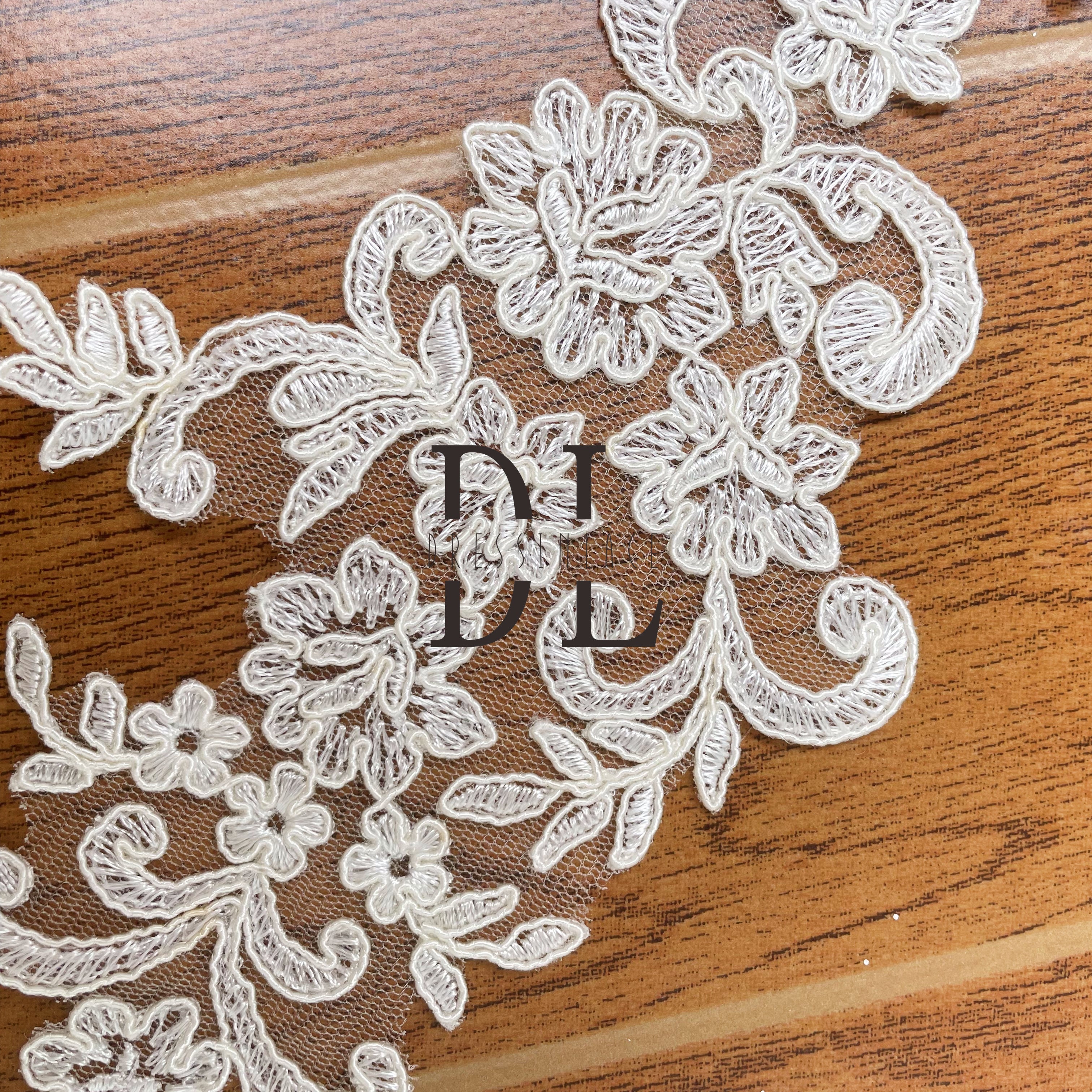 DLM2264 Corded Embroidered lace motifs for bride flowers DIY accessories appliques