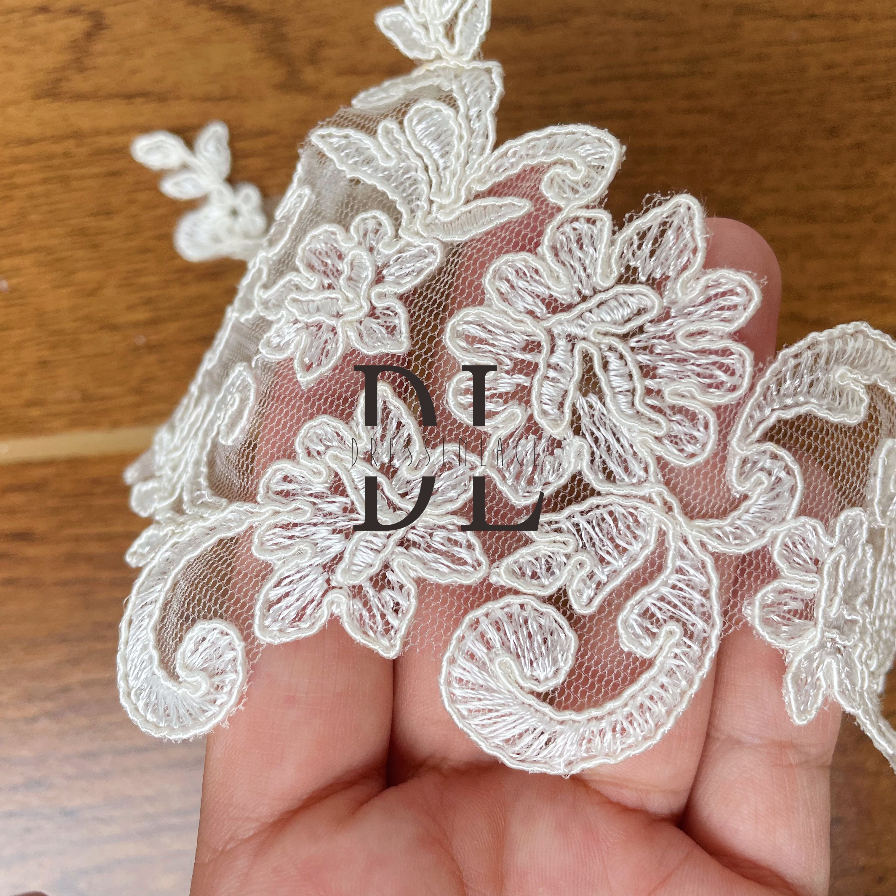 DLM2264 Corded Embroidered lace motifs for bride flowers DIY accessories appliques