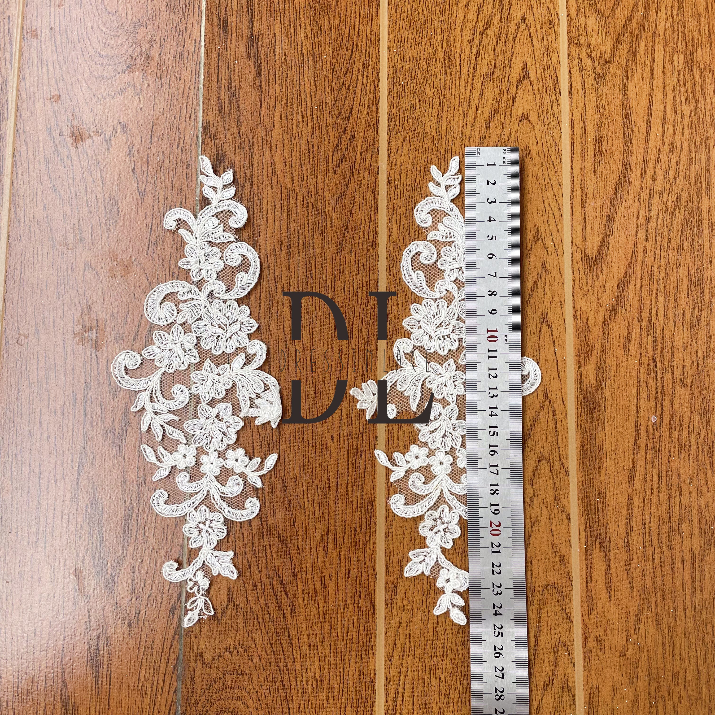 DLM2264 Corded Embroidered lace motifs for bride flowers DIY accessories appliques