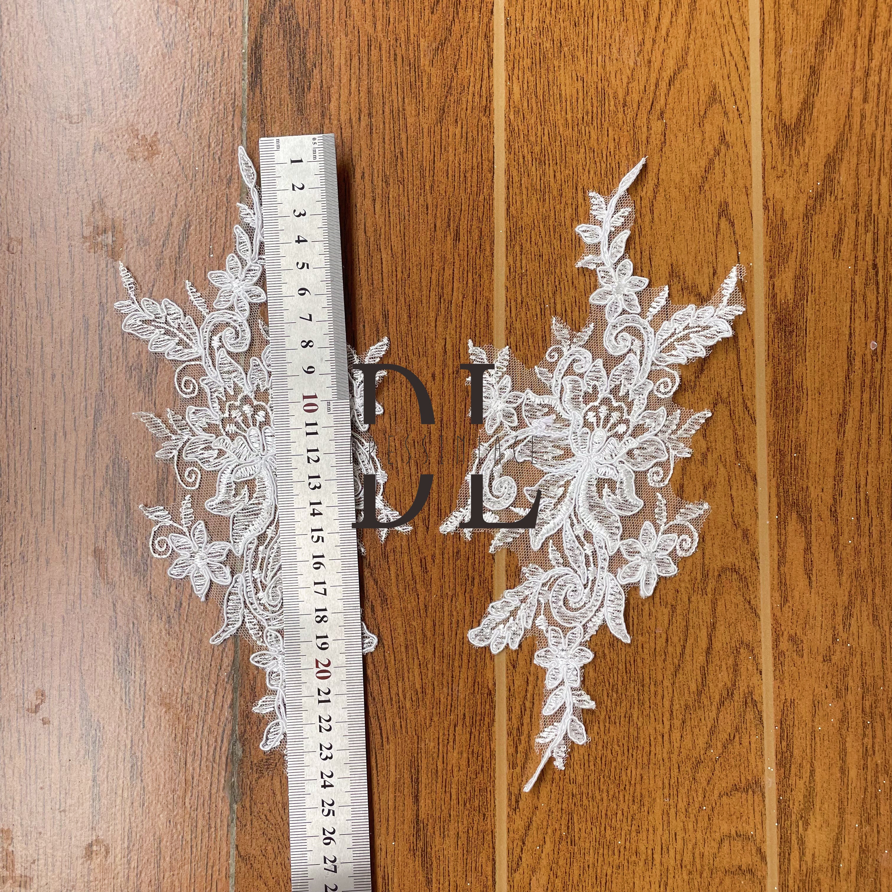 DLM2272 Flowers lace Appliques embroidered lace motifs for wedding dresses and DIY home use accessories