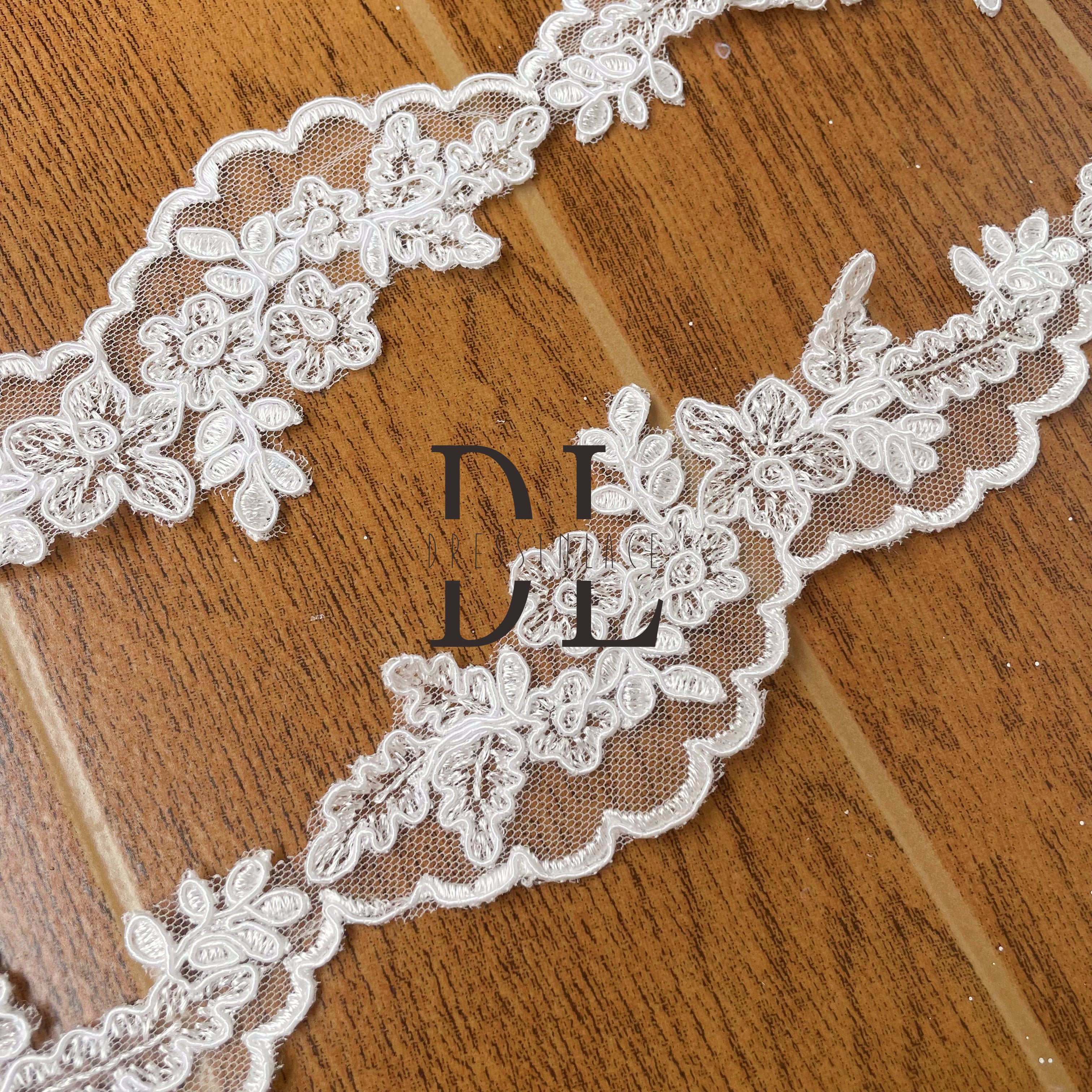 DLX60257 corded Embroidered shine trimming lace width 6cm with cording for dresses and bride head veils