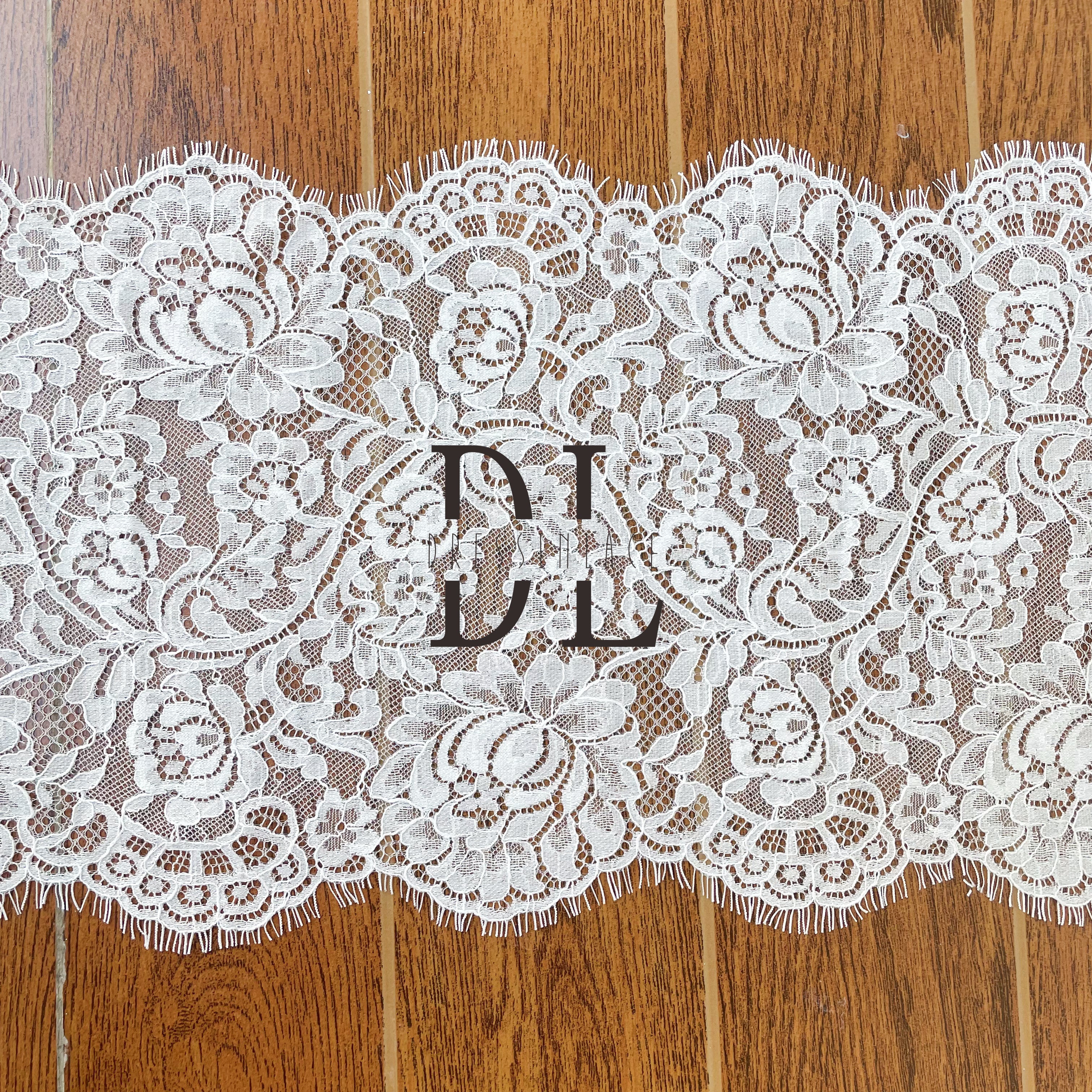 DLTL25199 Rose Flowers Trimming Lace Width 25cm For DIY Bridal Veils Garment Dresses