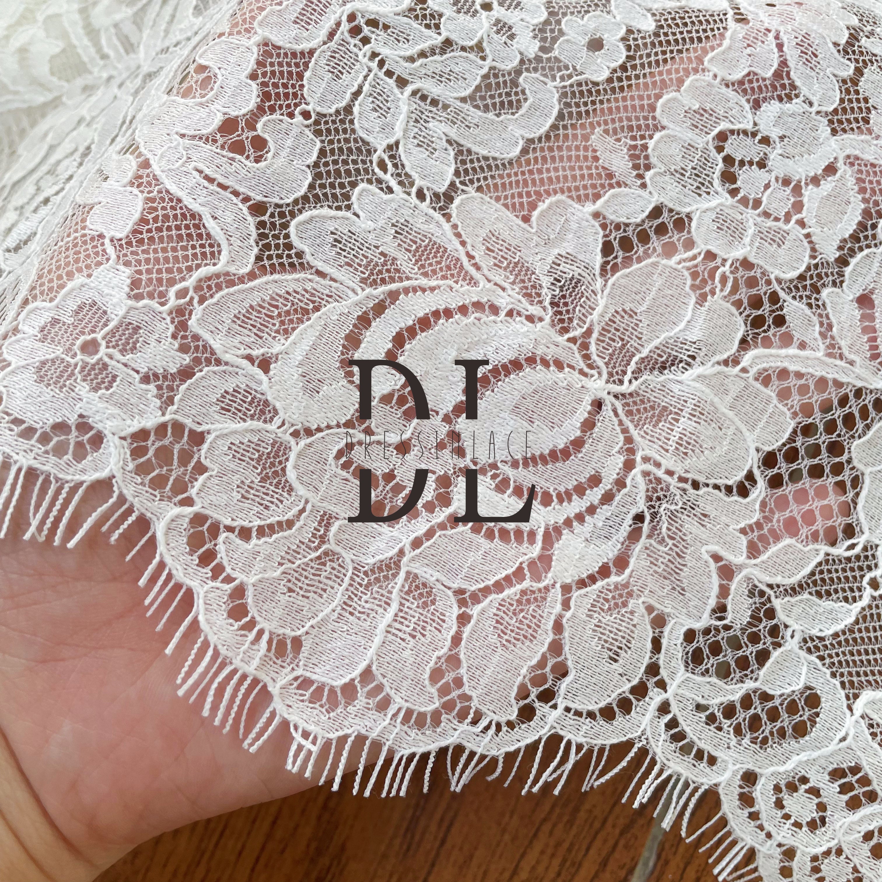 DLTL25199 Rose Flowers Trimming Lace Width 25cm For DIY Bridal Veils Garment Dresses