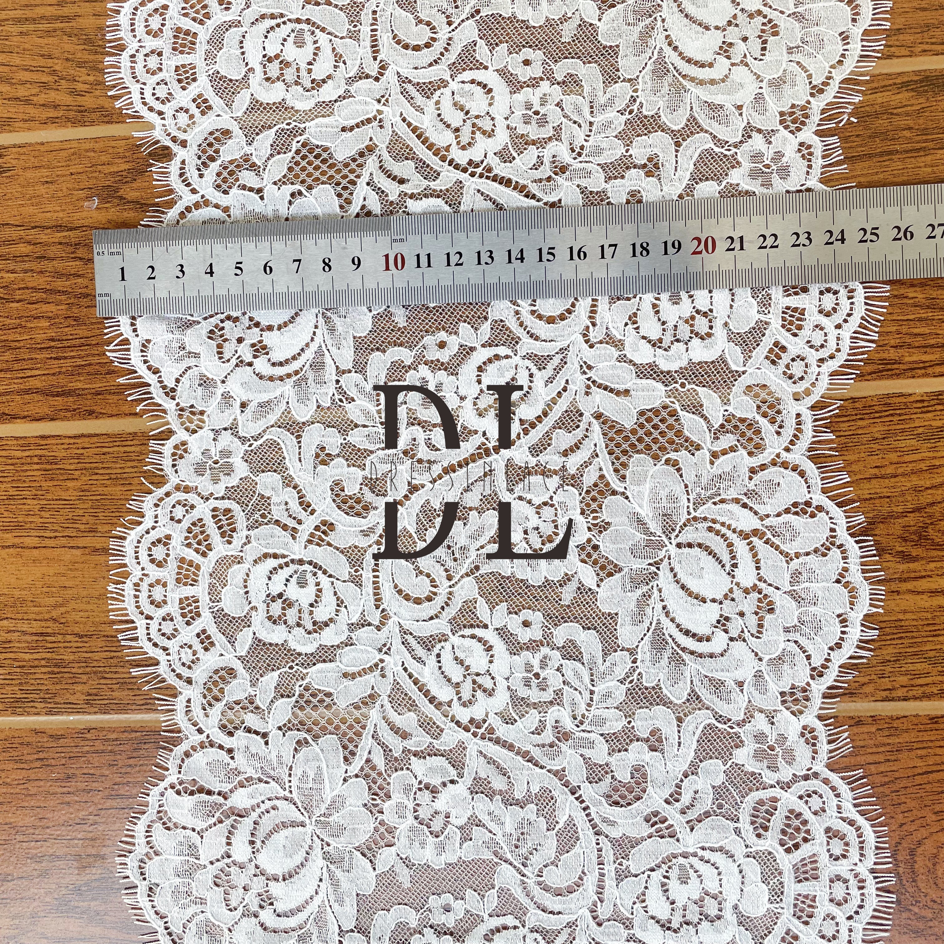 DLTL25199 Rose Flowers Trimming Lace Width 25cm For DIY Bridal Veils Garment Dresses