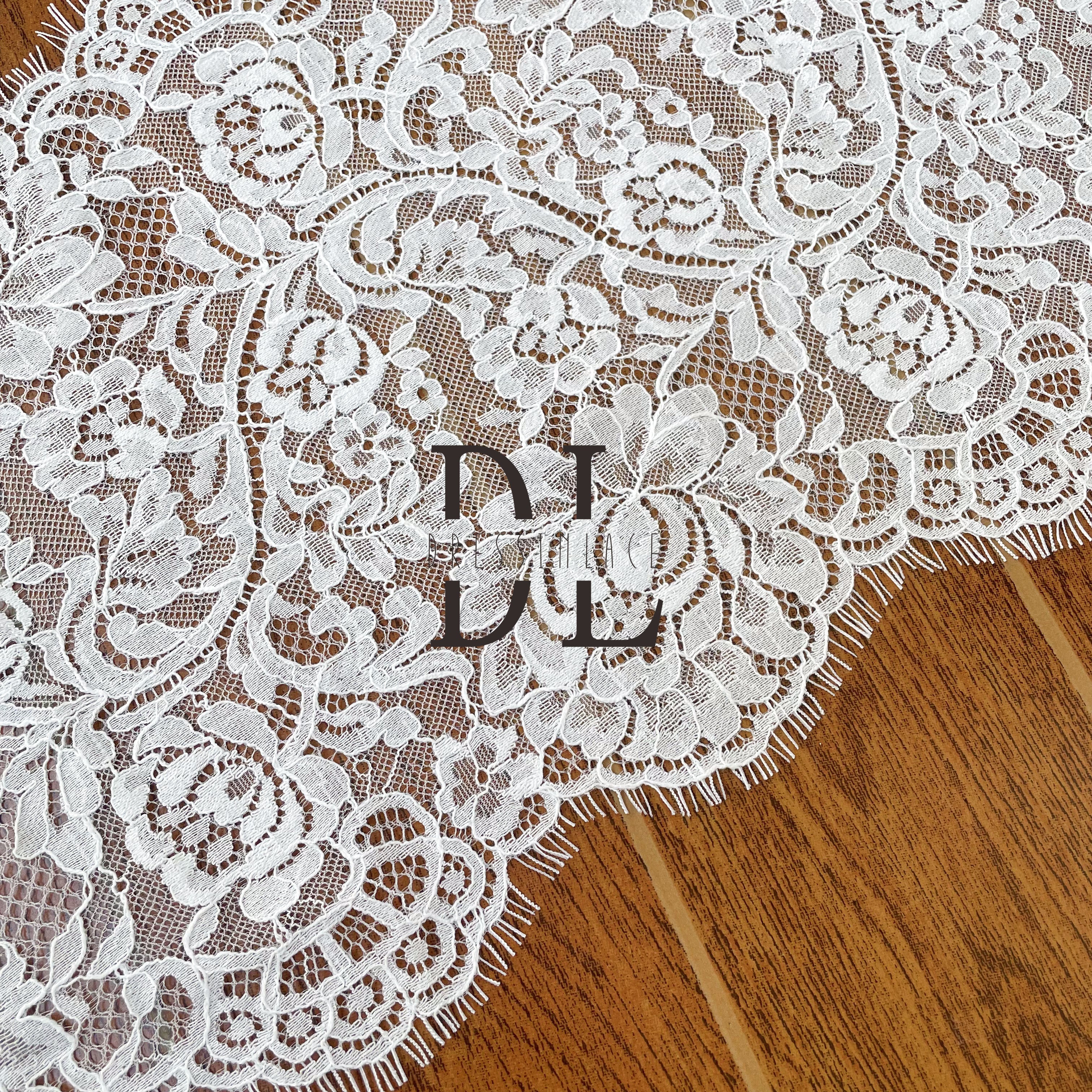 DLTL25199 Rose Flowers Trimming Lace Width 25cm For DIY Bridal Veils Garment Dresses