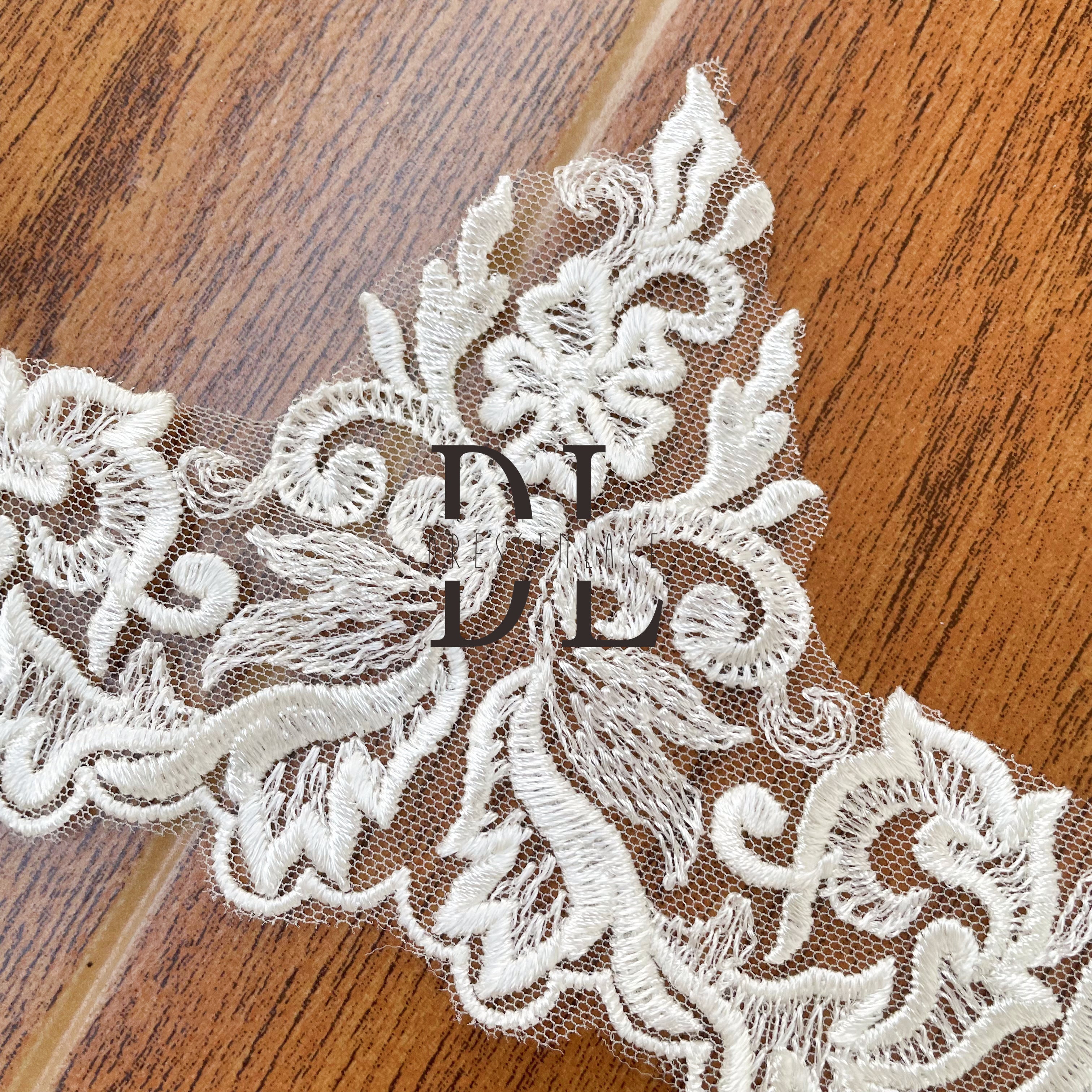 DLX11104 Flat embroidered lace trim for DIY clothing and home decorated