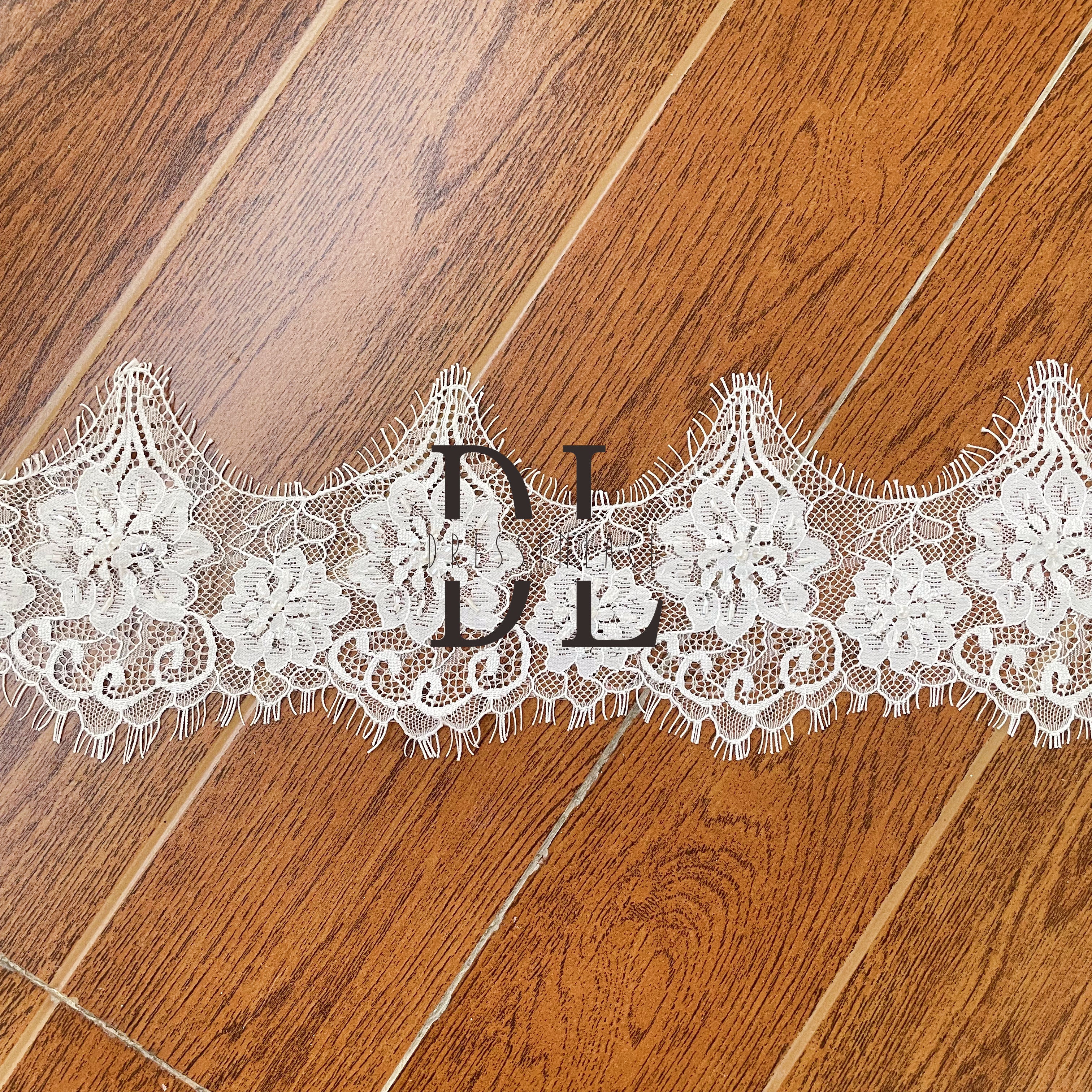 DLX13166 New Flowers Trimming Lace With Handmade Sewing Beads For Bridal Veils