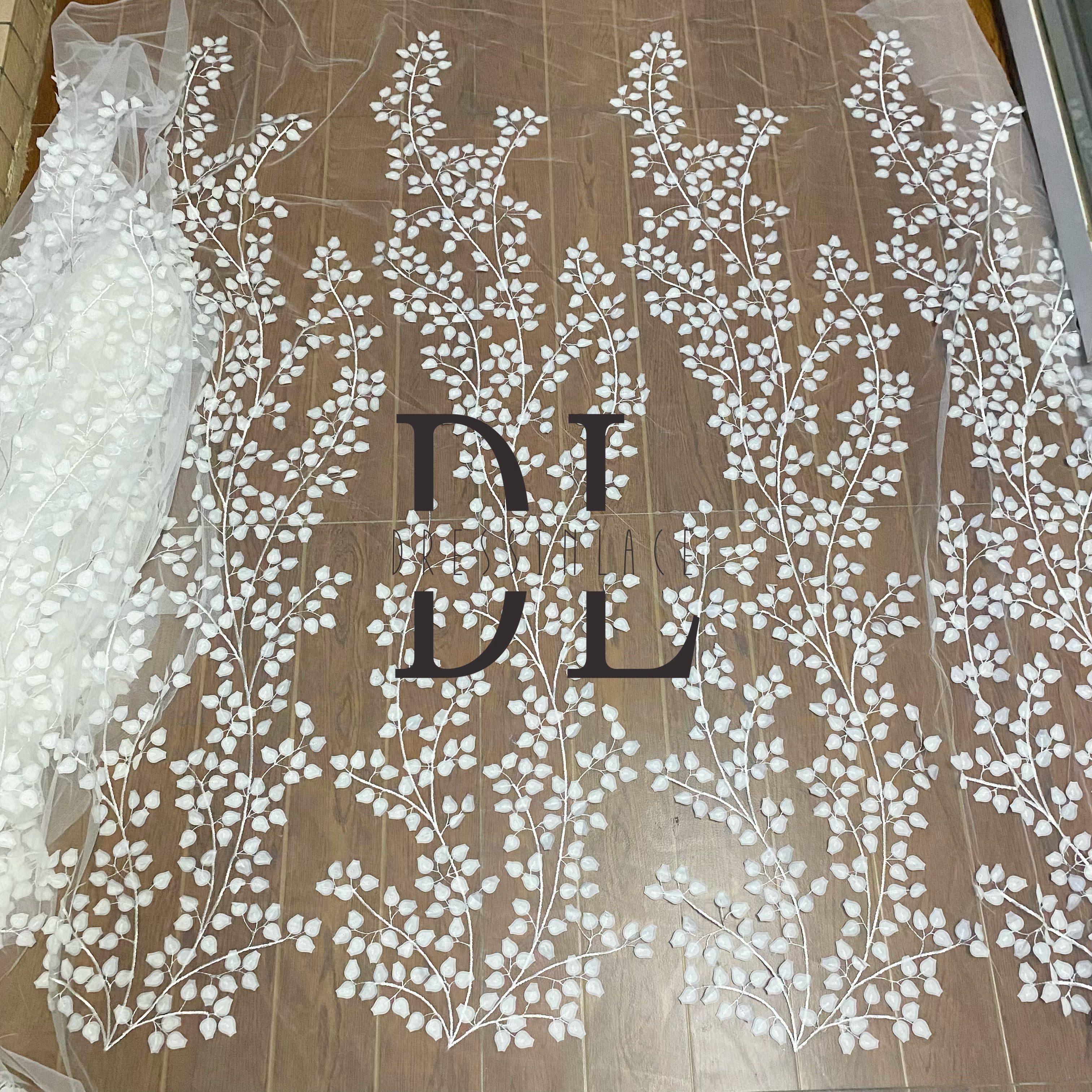 DL130066 High-quality soft 3D satin flowers lace fabric perfect for making wedding dresses（复制）