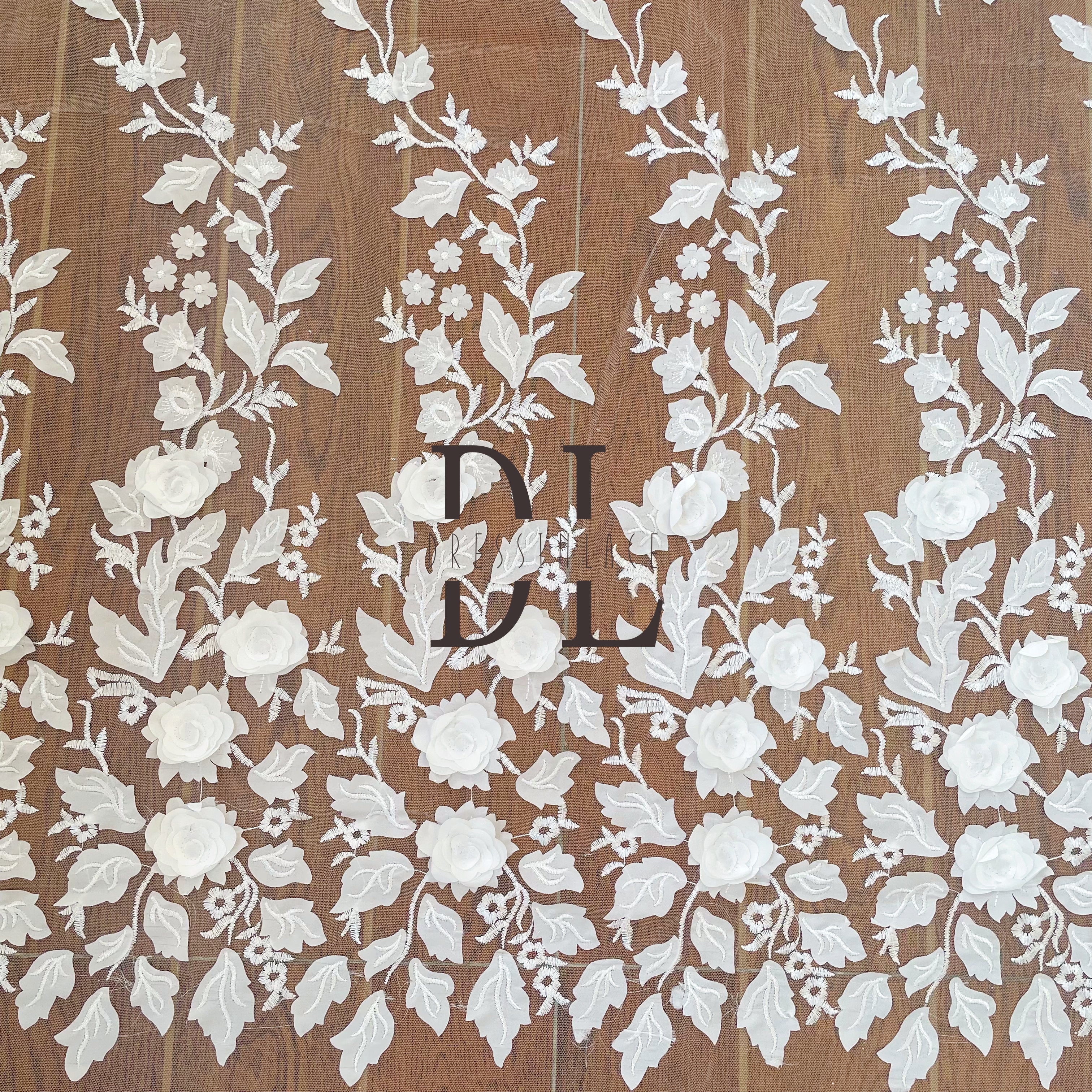 DL130146 Rose 3D flowers lace fabric DIY mesh fabrics Accessories for Bridal Wedding Dresses