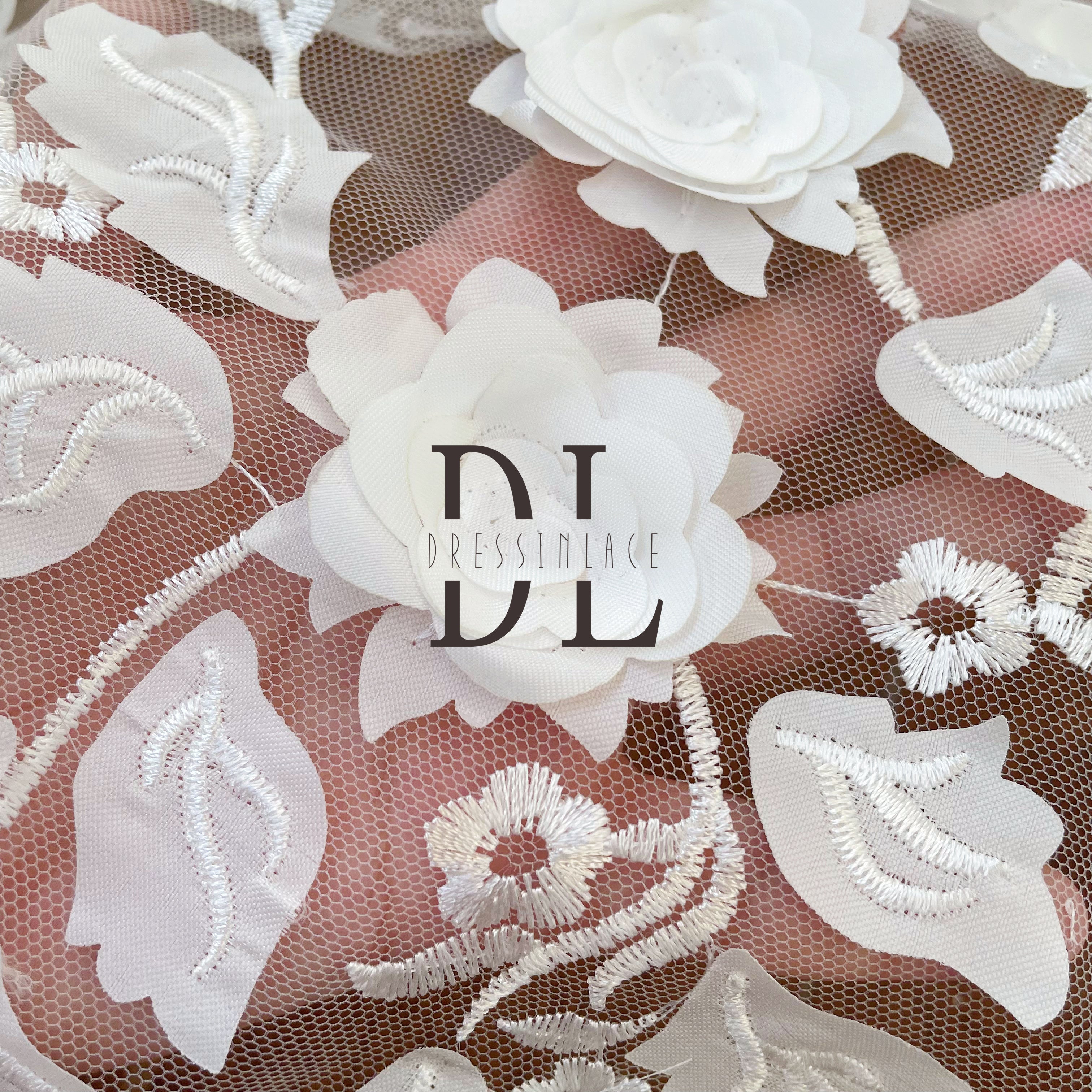 DL130146 Rose 3D flowers lace fabric DIY mesh fabrics Accessories for Bridal Wedding Dresses