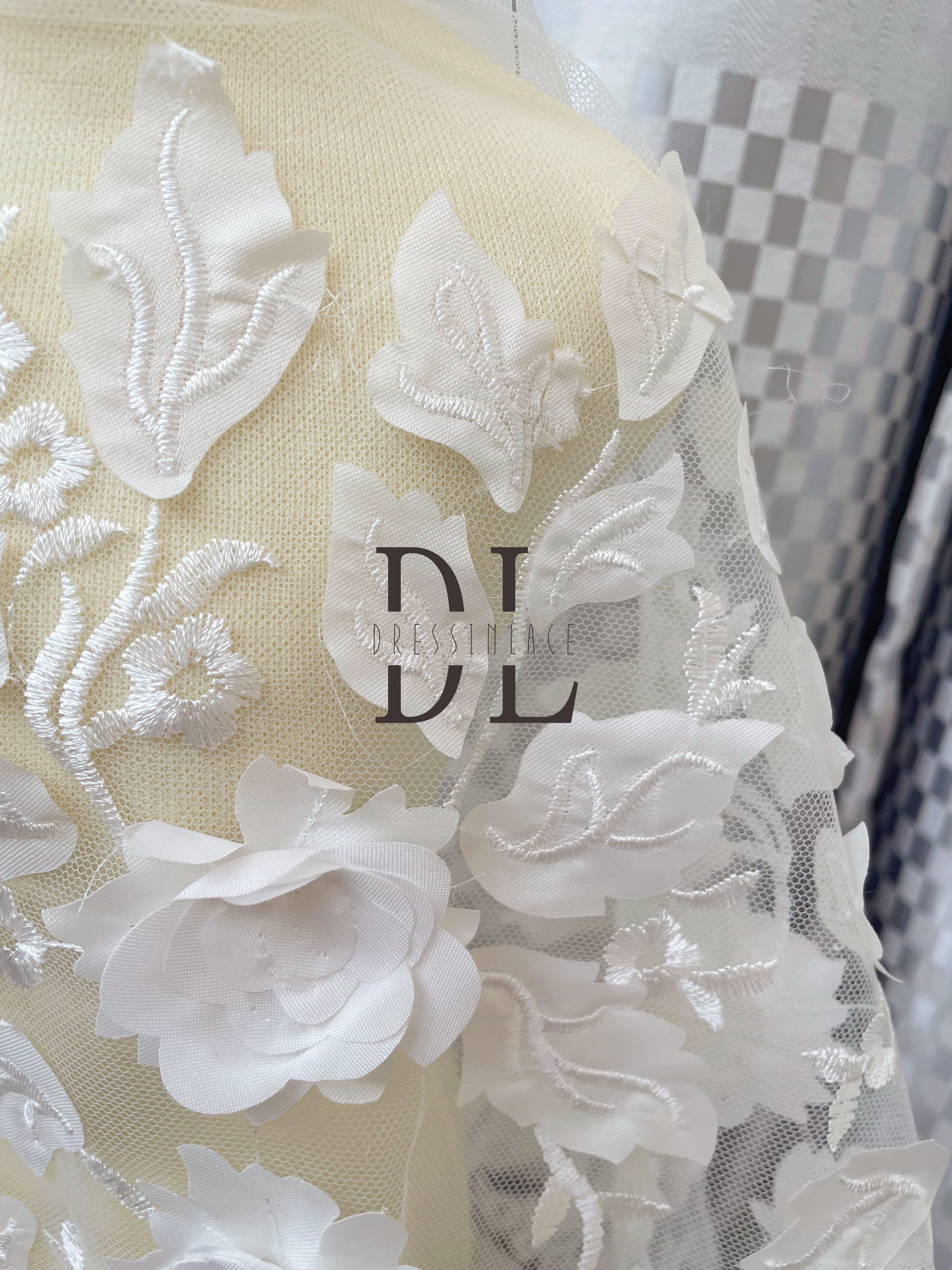 DL130146 Rose 3D flowers lace fabric DIY mesh fabrics Accessories for Bridal Wedding Dresses