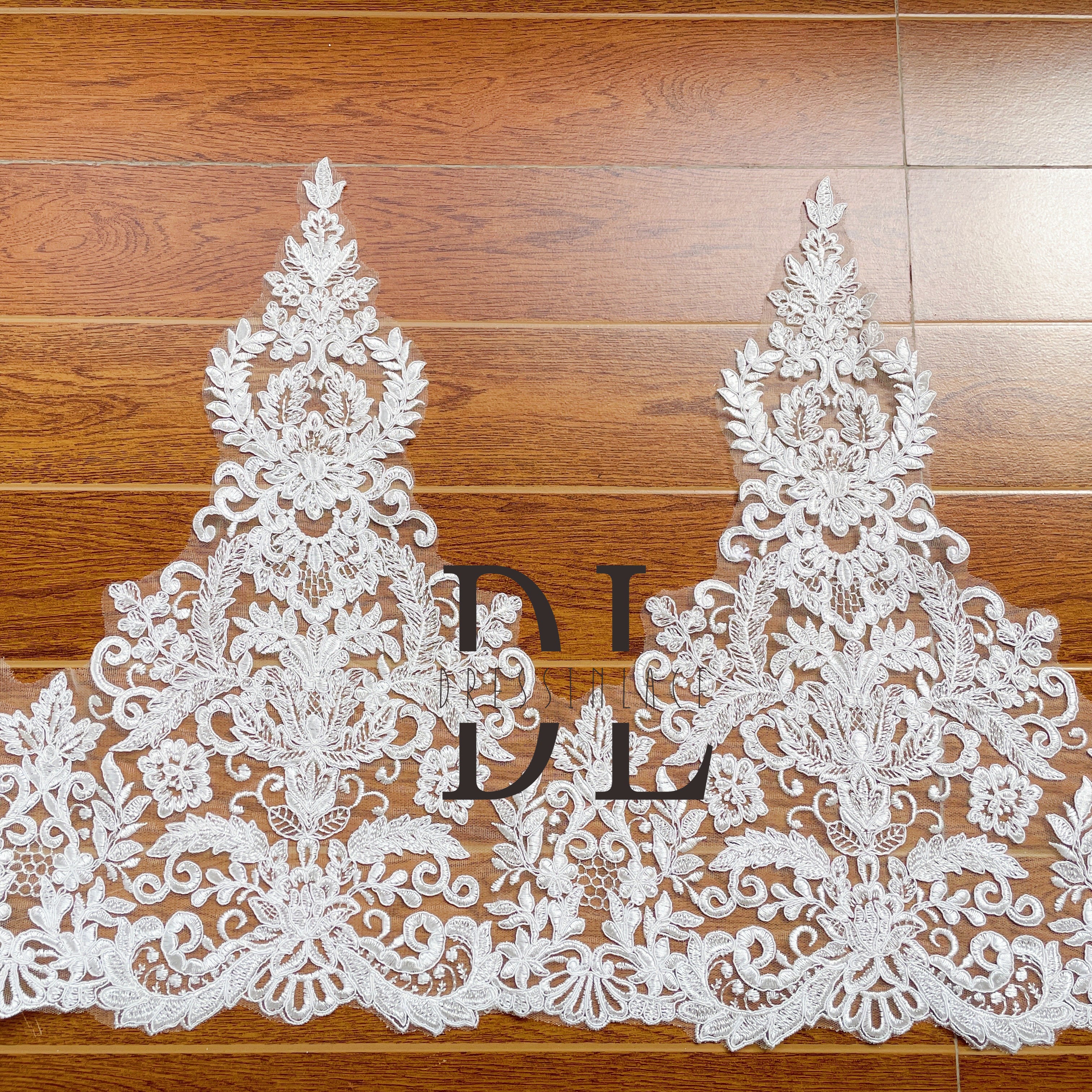 DLX50220 Classic Design Trimming Lace with Elegant Cording Bone Lines For Wedding Dresses