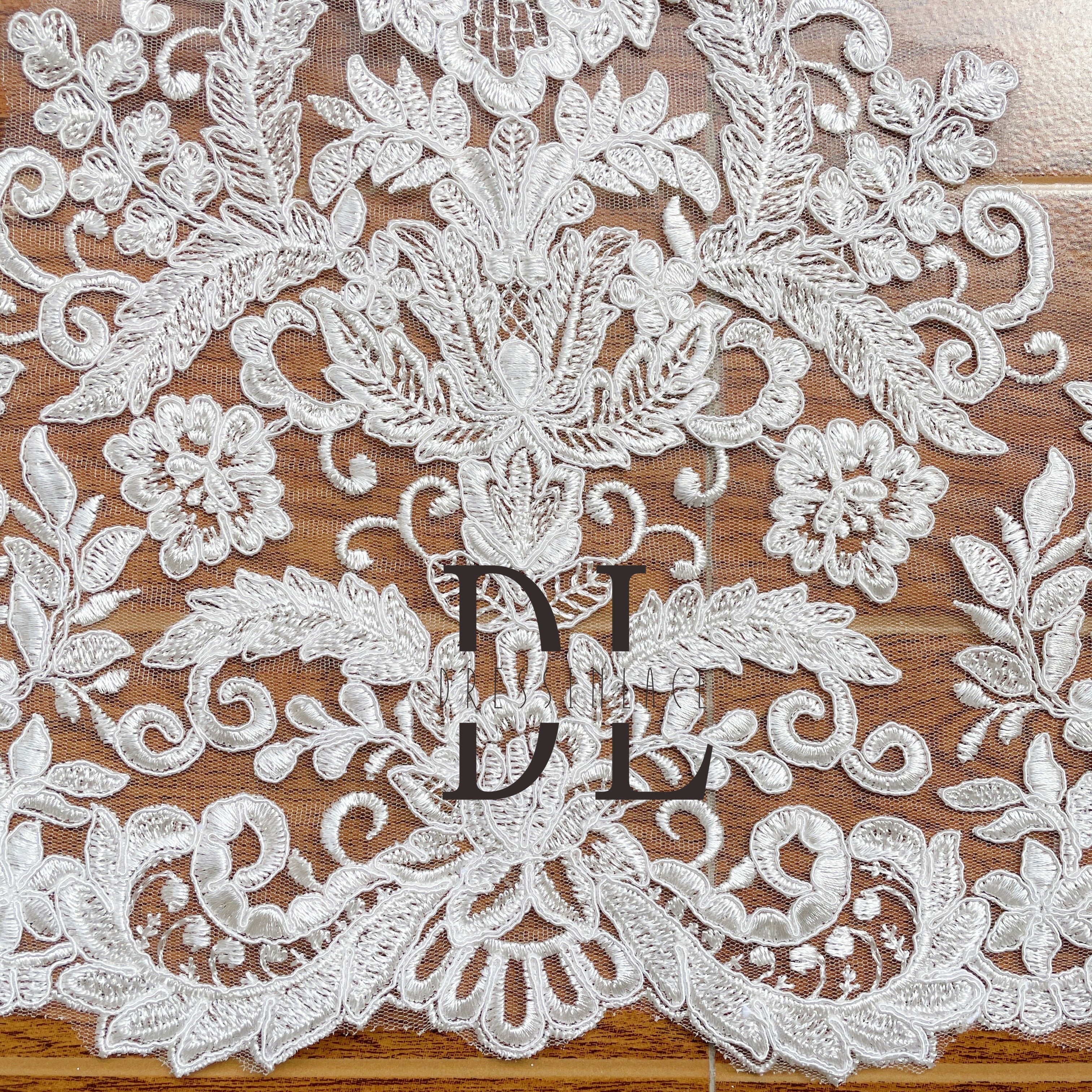 DLX50220 Classic Design Trimming Lace with Elegant Cording Bone Lines For Wedding Dresses