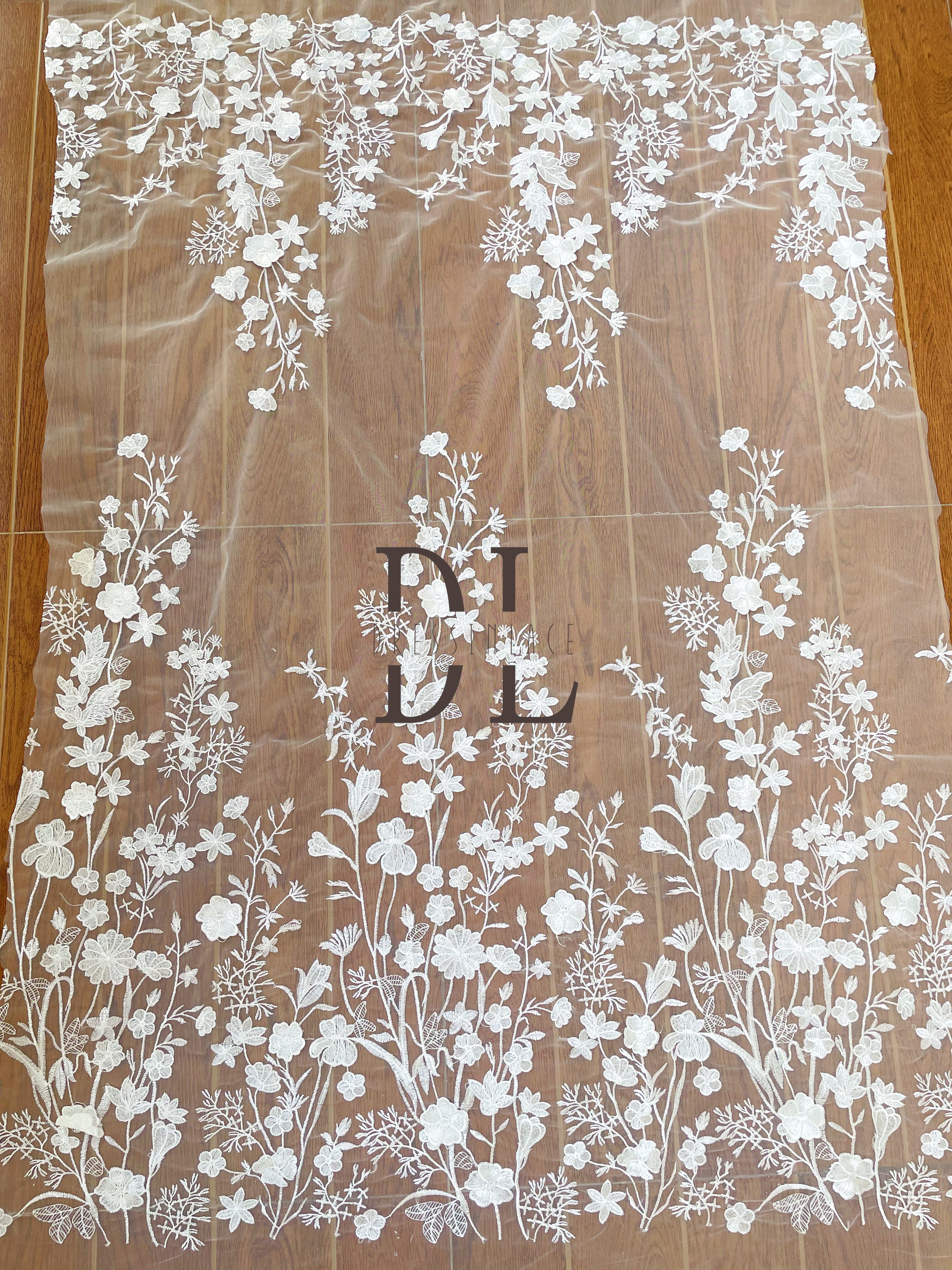 DL130142 Embroidered 3D flora embroidered lace fabric sewing accessories for dresses