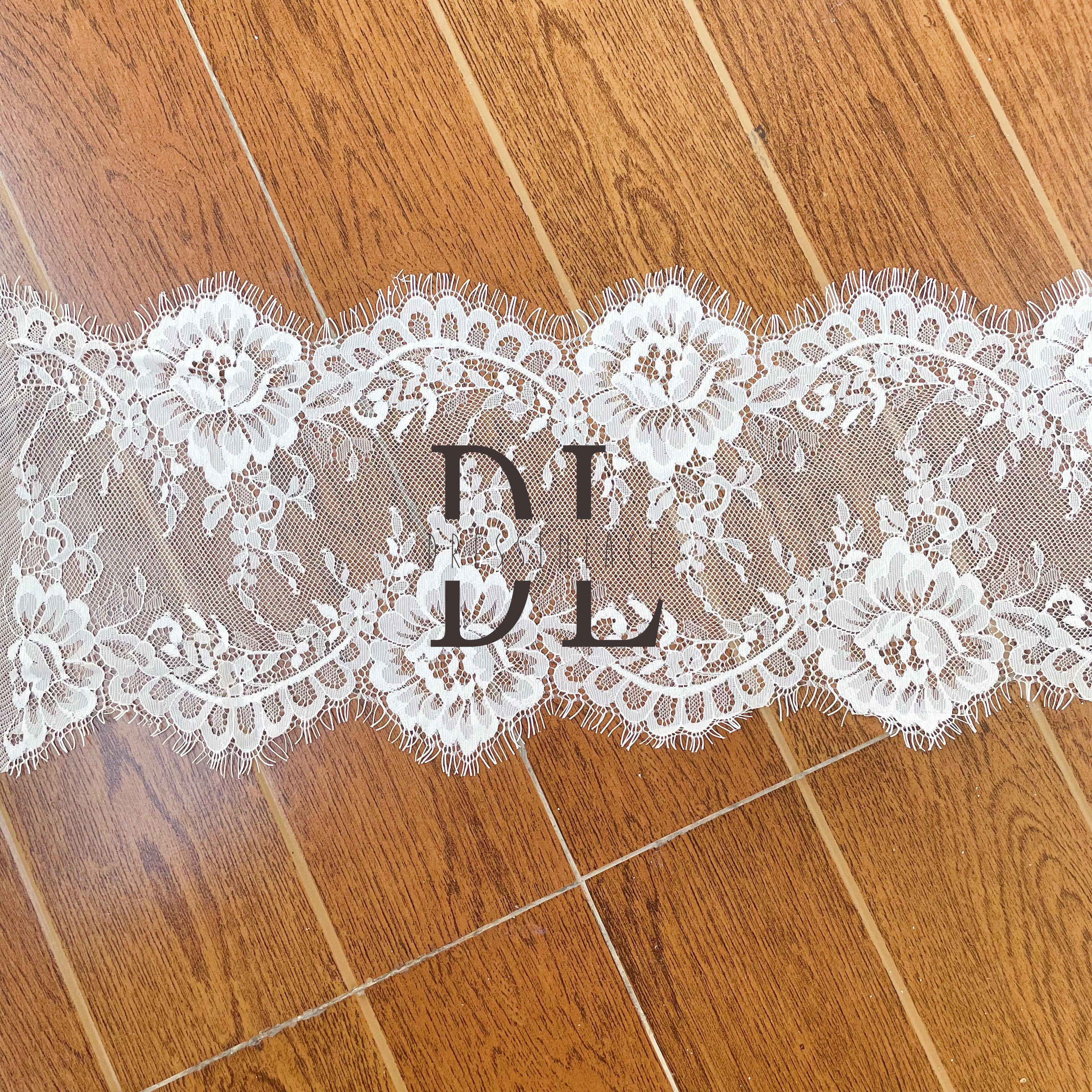 DLTL21197 Classico pizzo con rifiniture laterali doppie per veli da sposa e abiti 