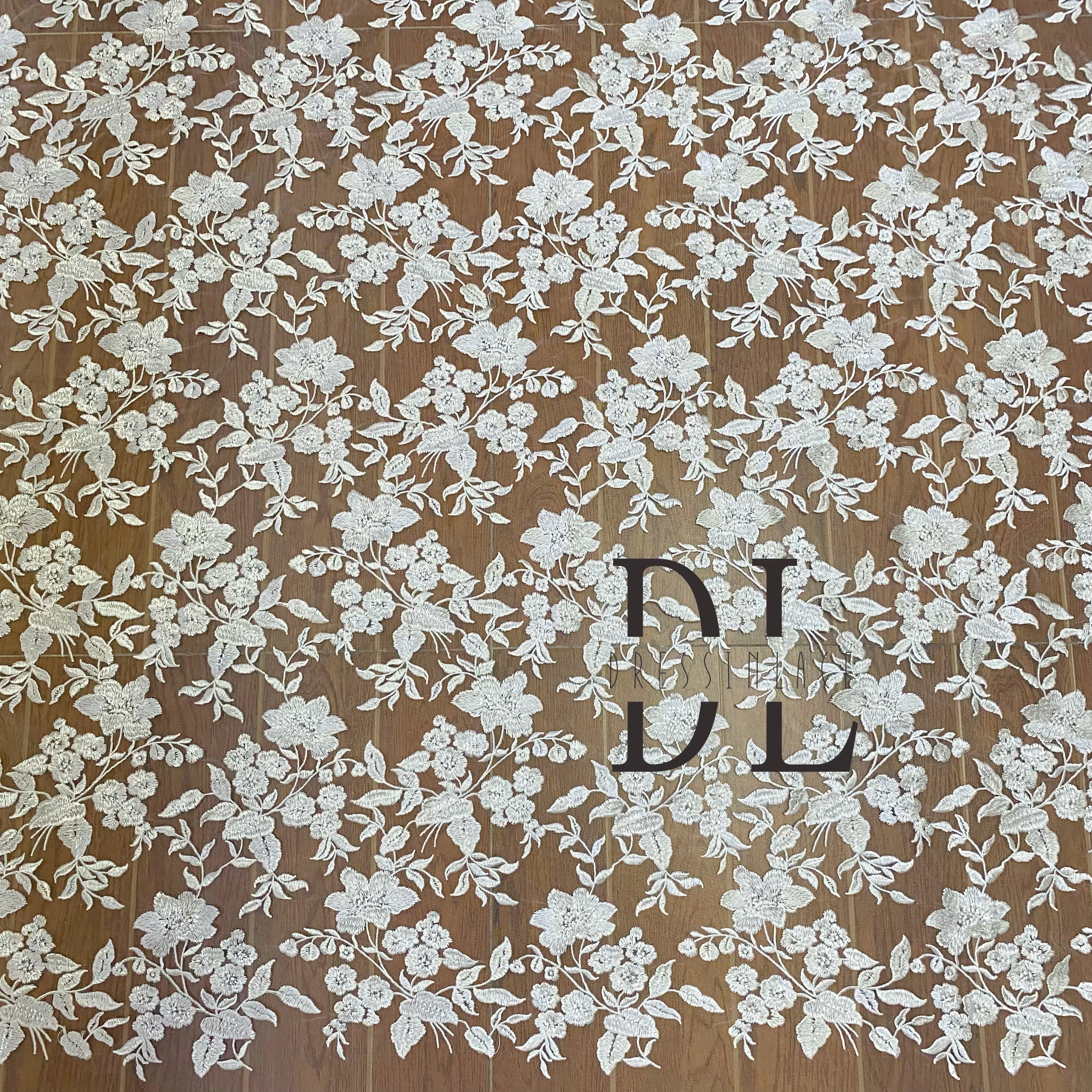 DL130136 Elegant Embroidery Lace Fabric for Wedding Dresses - Exquisite With shiny sequins accessories