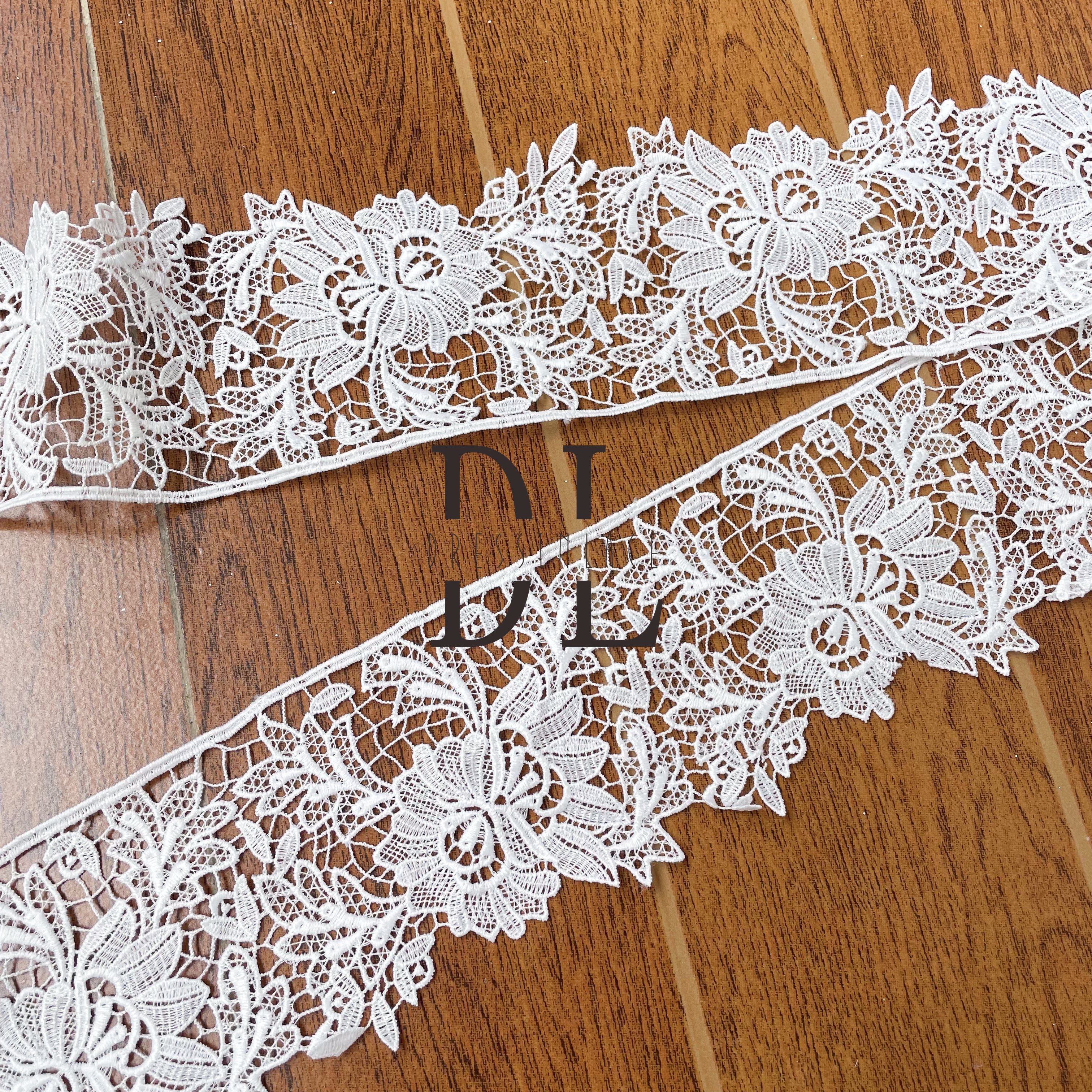 DLG80252 Sunflowers lace borders Guipure Lace Trims lovely Designs For dresses and garment accessories