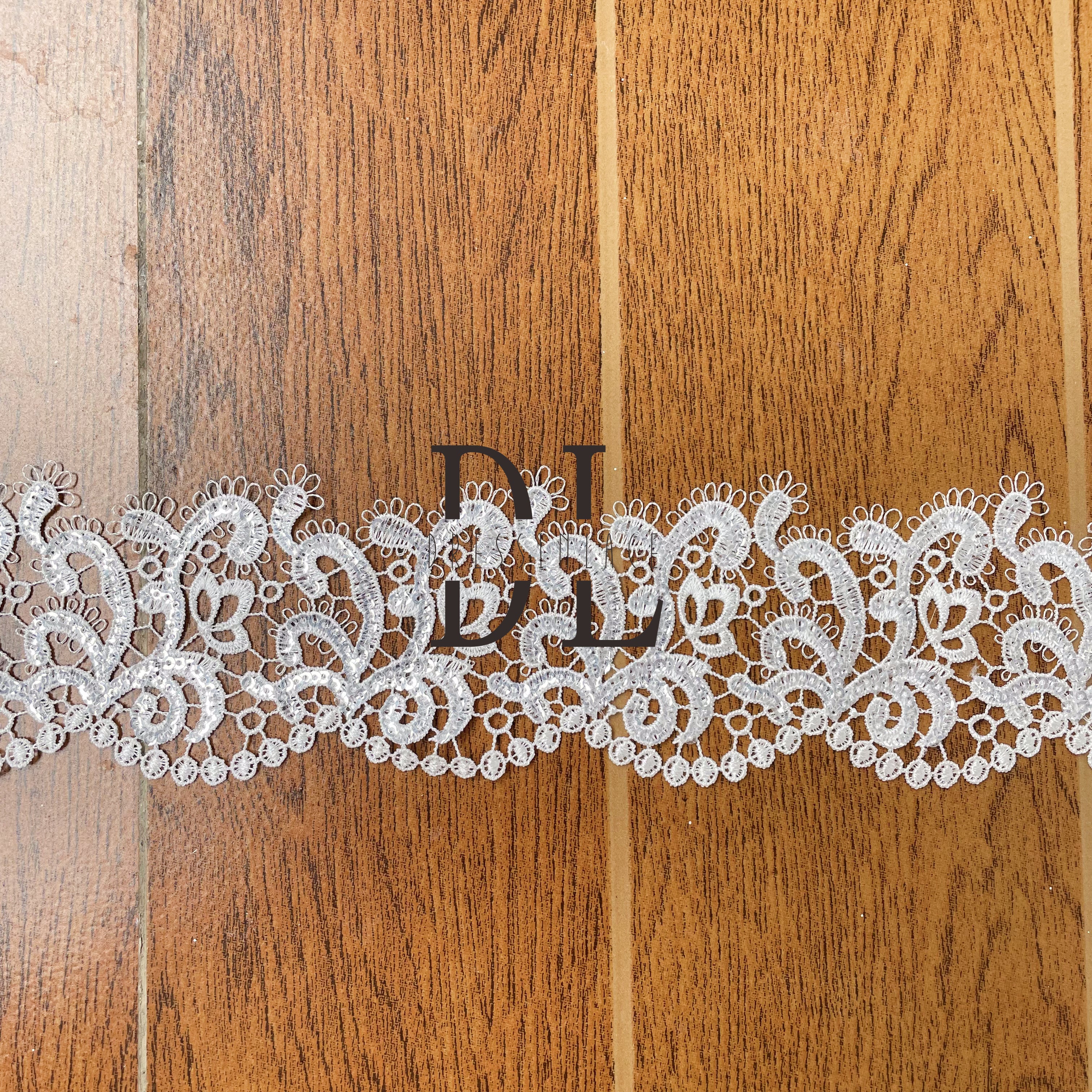 DLG65253 sequins Lace Trims lovely Designs For dresses and garment accessories width 6.5cm