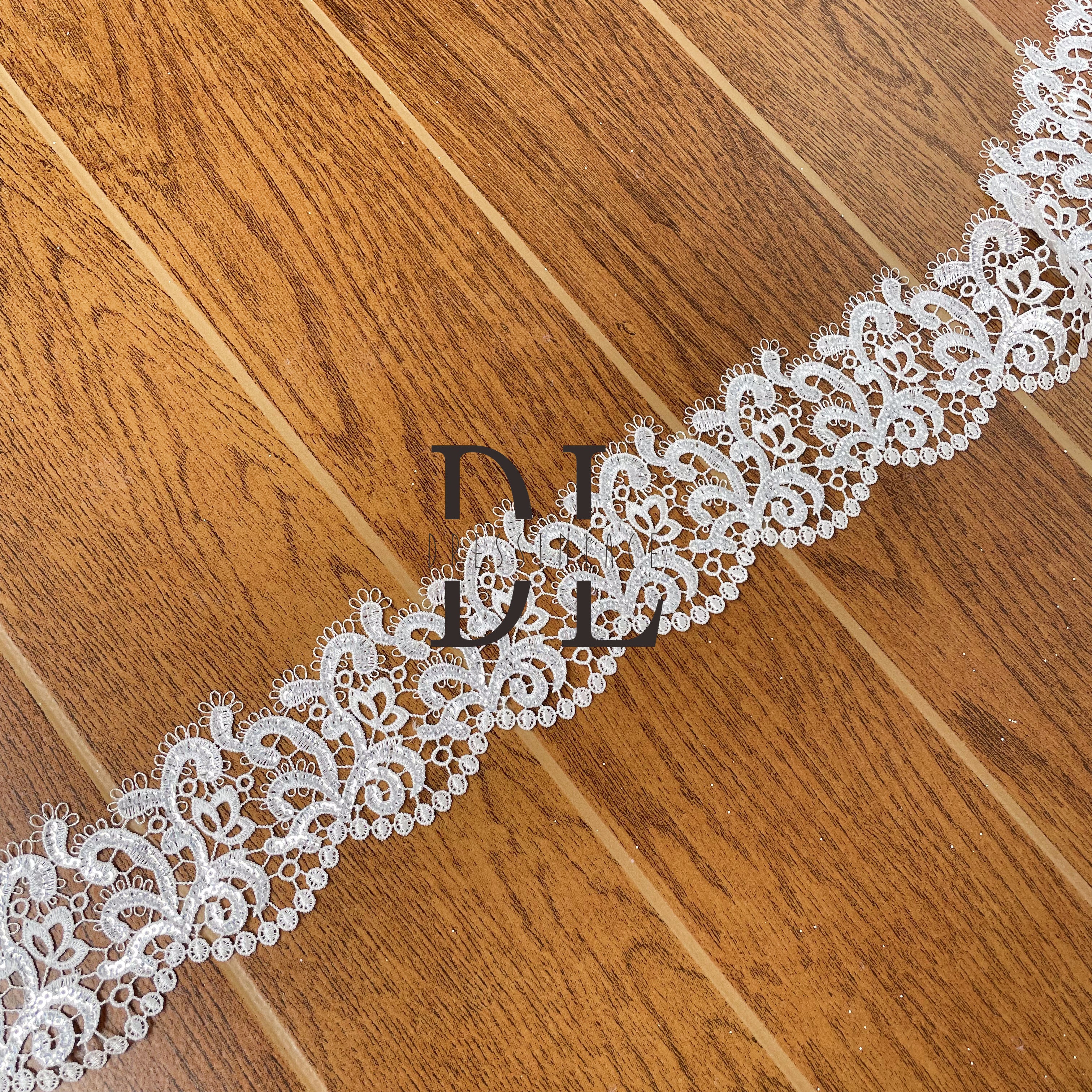 DLG65253 sequins Lace Trims lovely Designs For dresses and garment accessories width 6.5cm