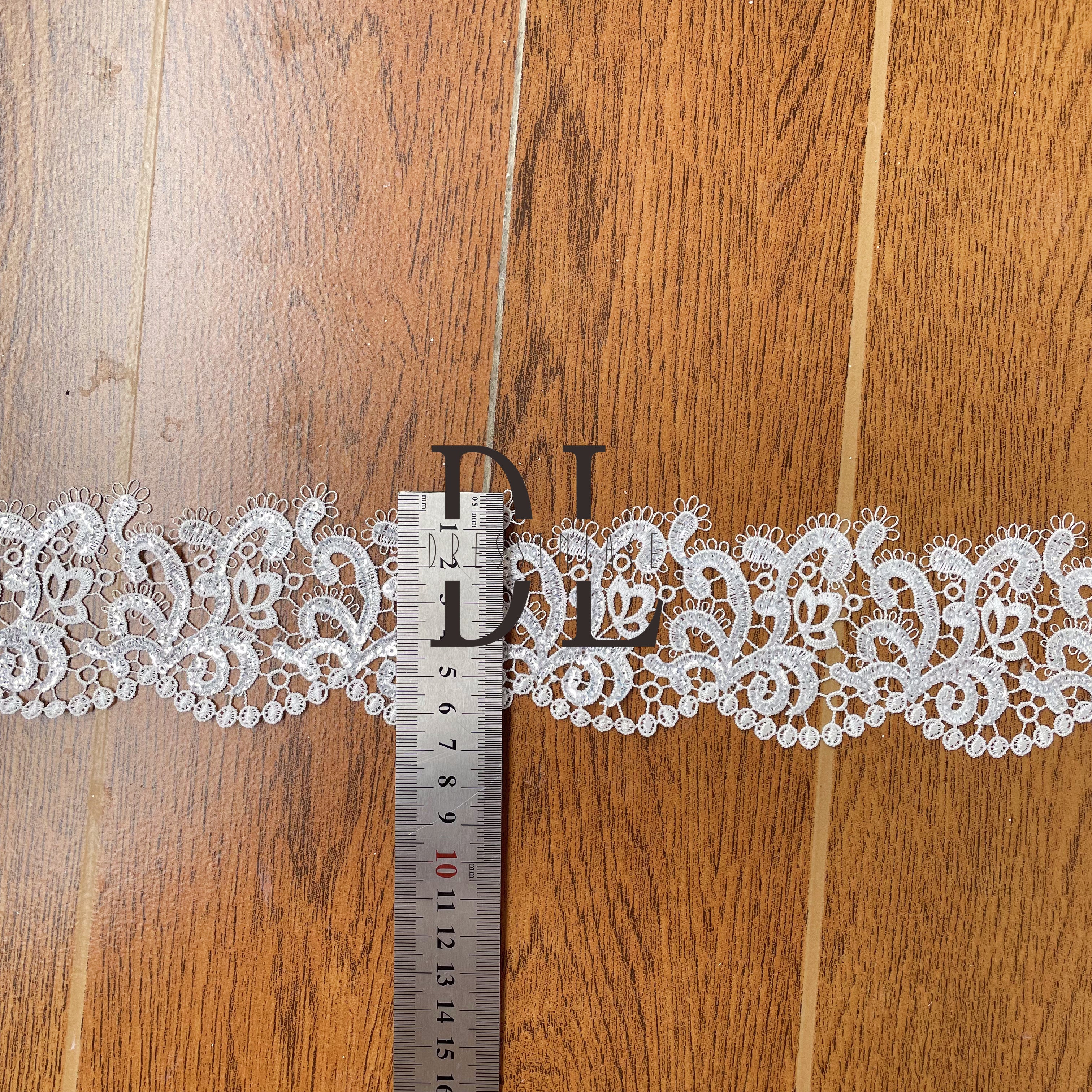 DLG65253 sequins Lace Trims lovely Designs For dresses and garment accessories width 6.5cm