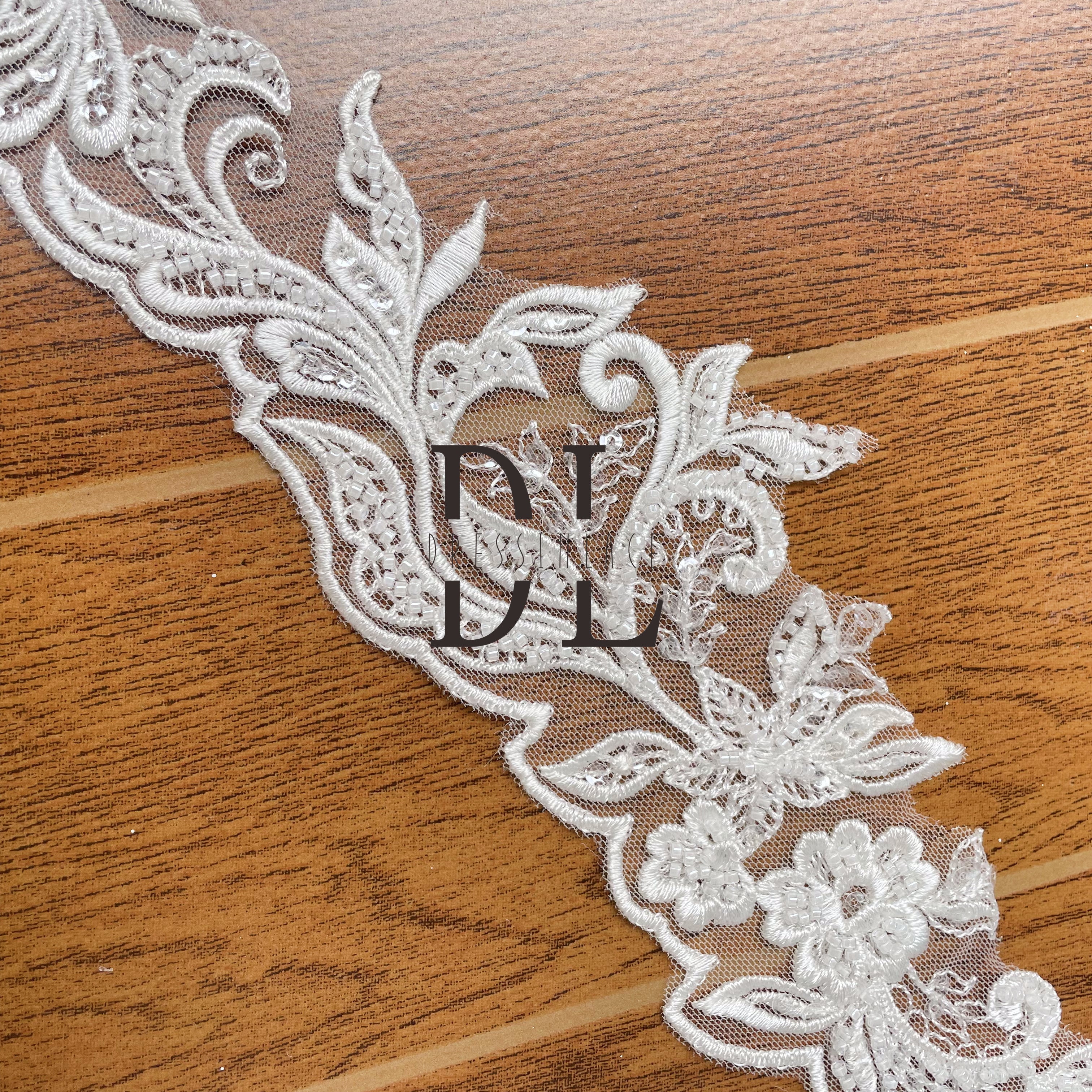 DLX85251 trimming lace Beaded and Sequins Lace Borders wide 8.5cm for bride accessories