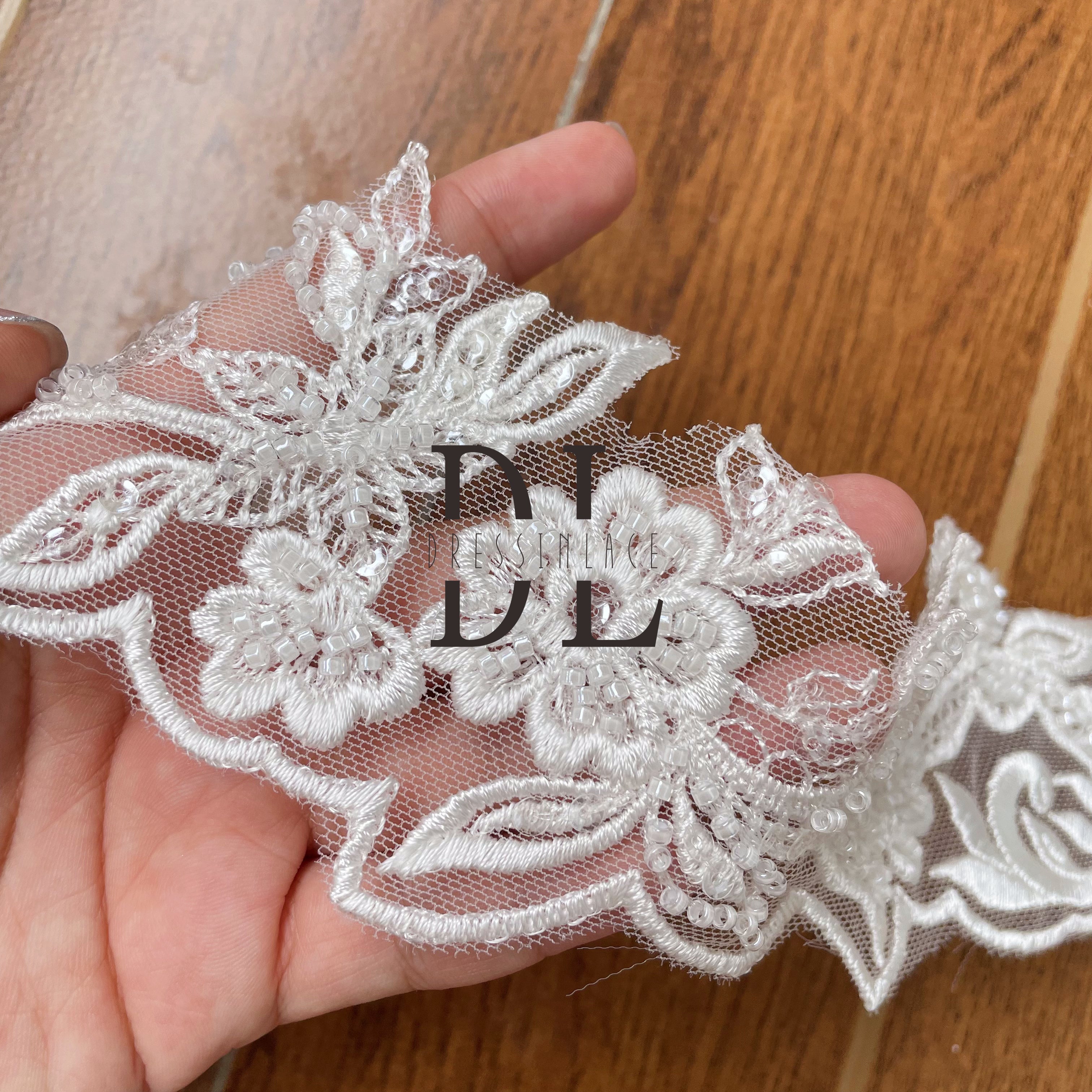 DLX85251 trimming lace Beaded and Sequins Lace Borders wide 8.5cm for bride accessories