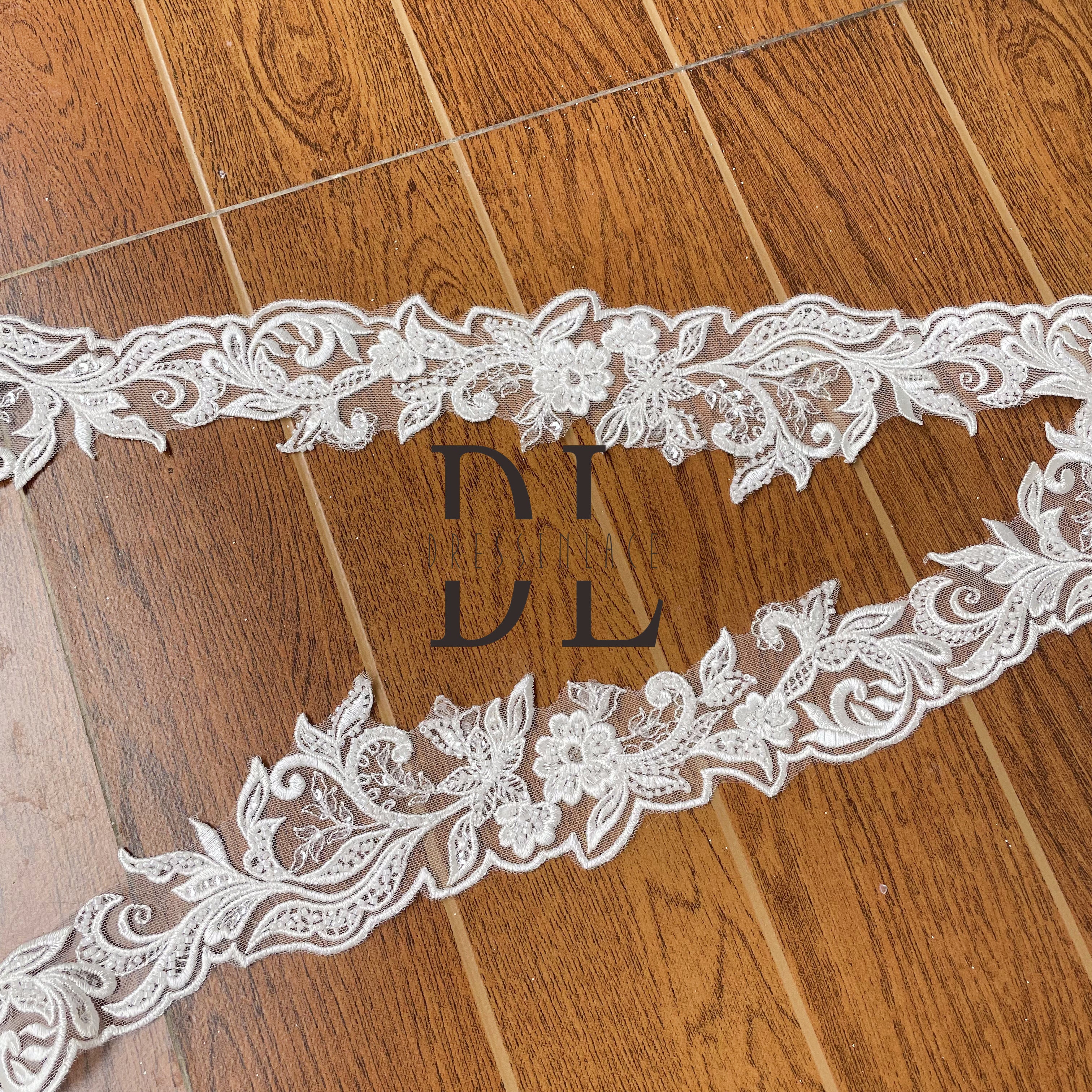 DLX85251 trimming lace Beaded and Sequins Lace Borders wide 8.5cm for bride accessories