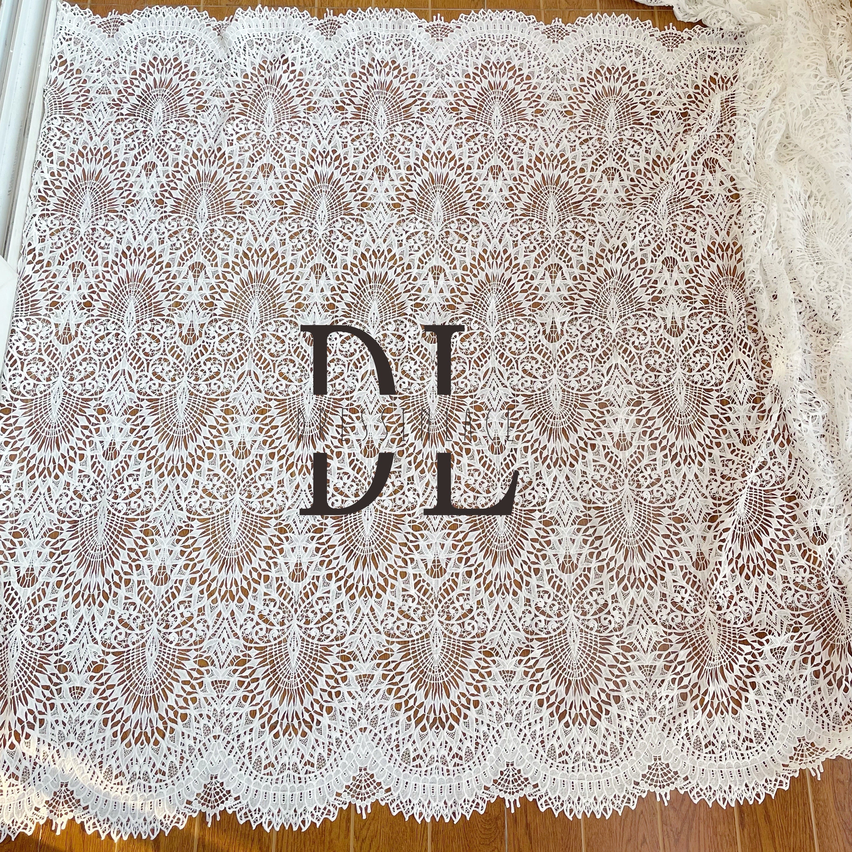 DLG120101 Elegant Wedding Dress Lace Fabric - Classic Water Soluble Embroidery Lace Material without Mesh  DLG120101