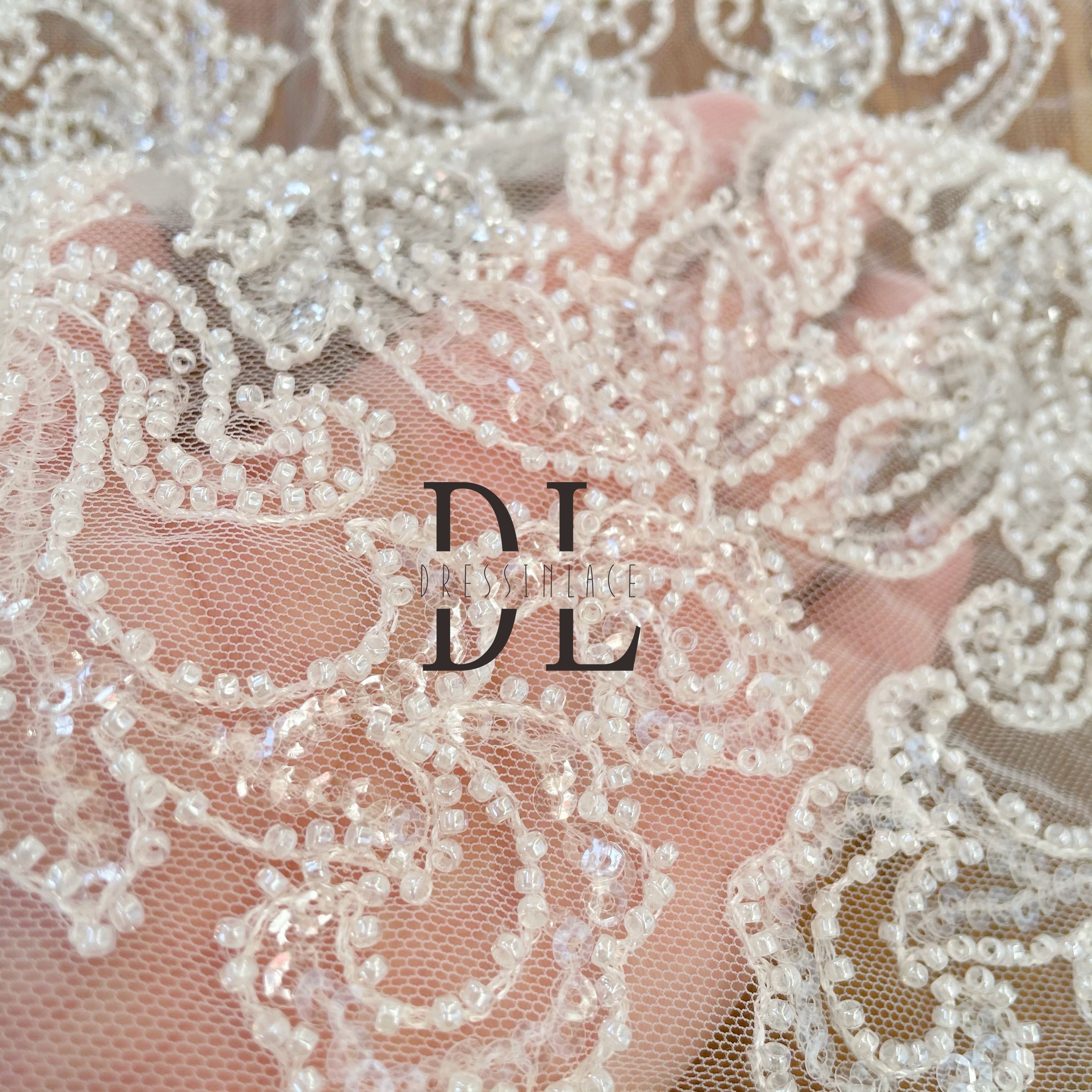 DL130009 Elegant Embroidery Lace Fabric with Stunning Wedding Dress Design