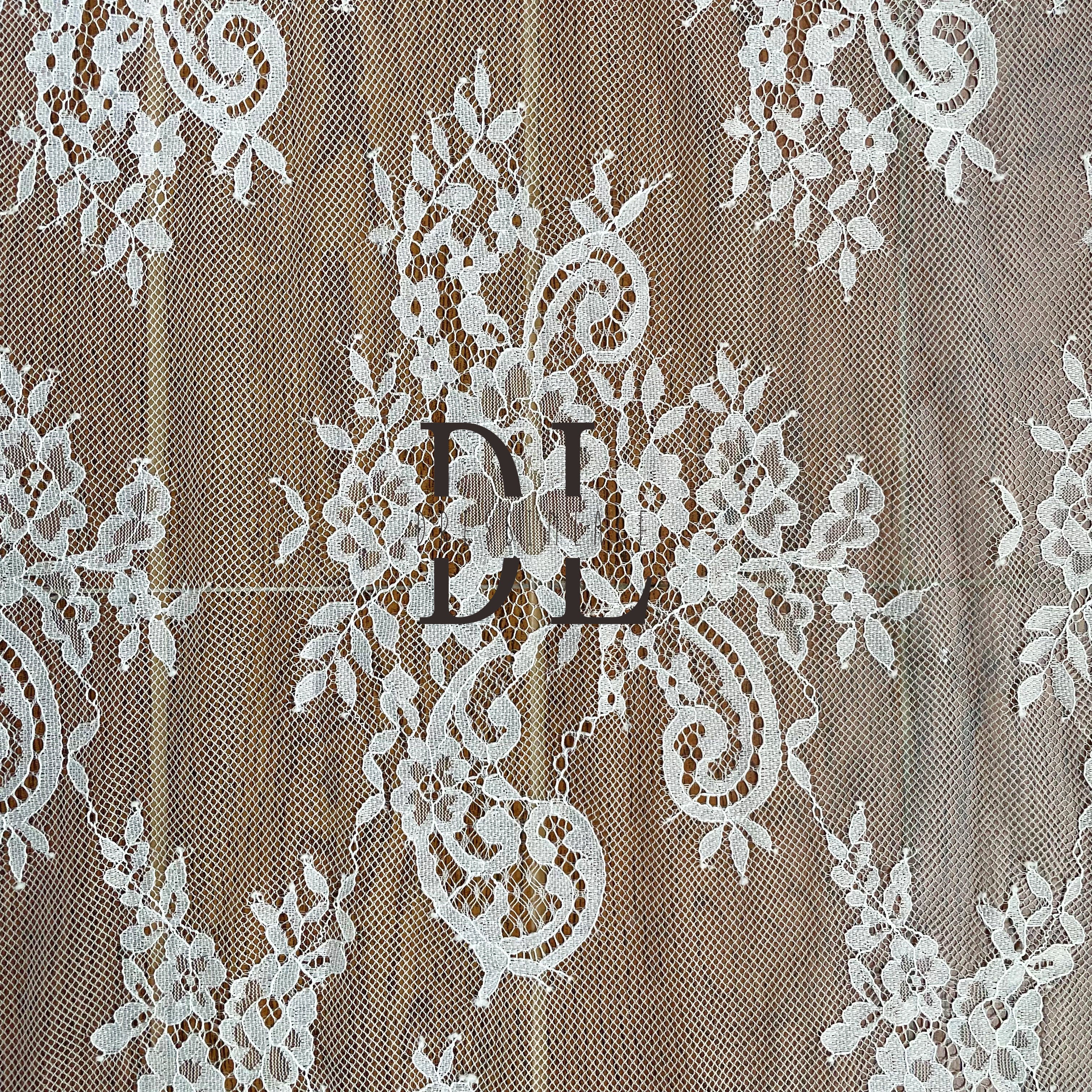 DL15102 white french Lace Fabric for Wedding Dress - Soft and Exquisite Eyelash Material 3yards per pieces