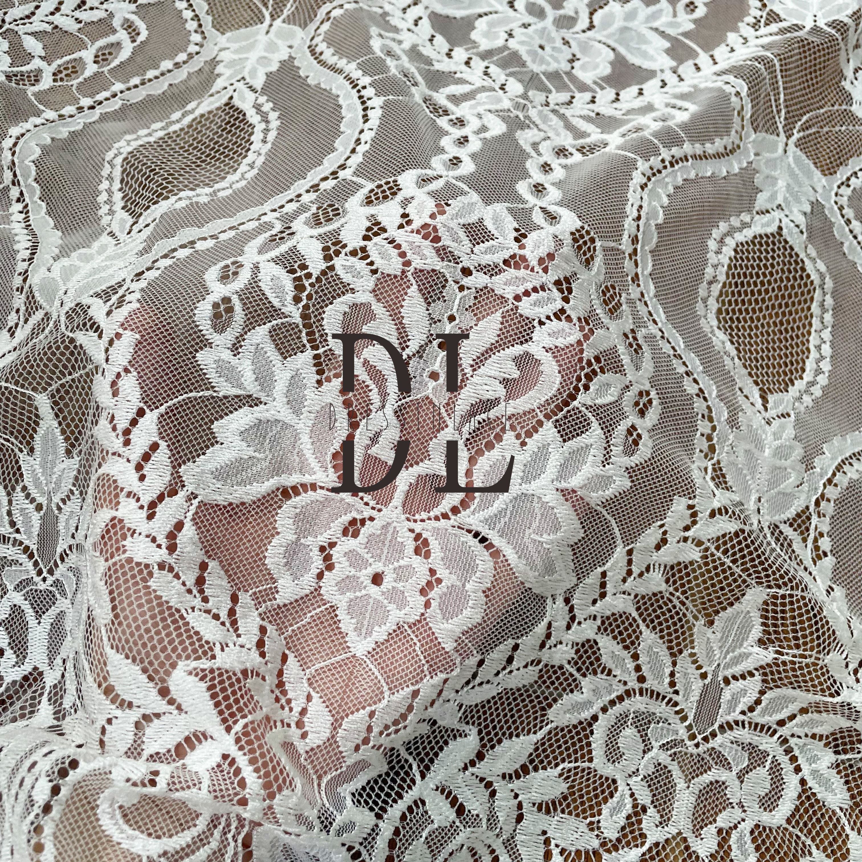 DL15101 French lace eyelash fabric for Wedding Dress - Soft and Exquisite Eyelash Material 3yards per pieces