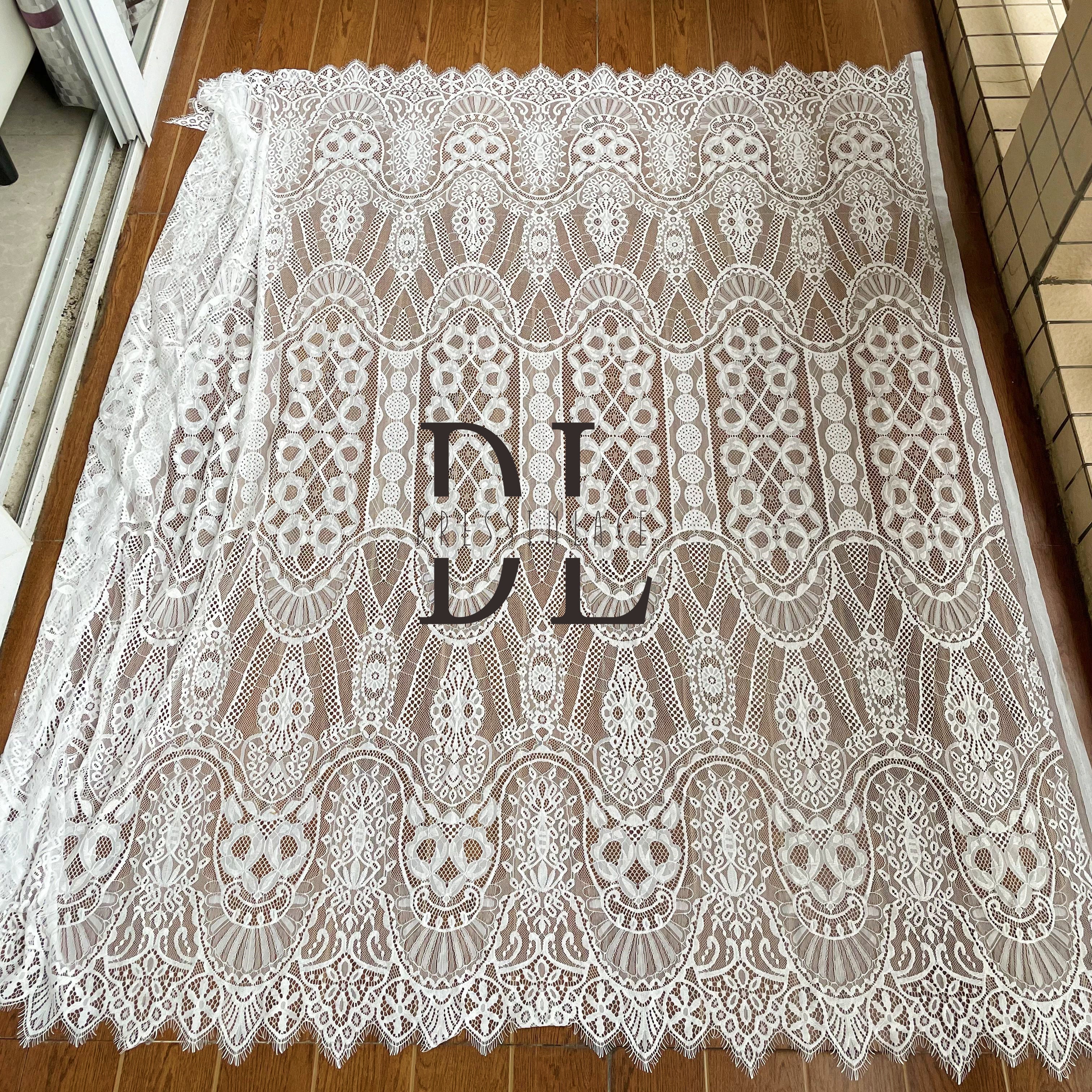 DL15100 Delicate Floral Lace Fabric for Wedding Dress - Soft and Exquisite Eyelash Material 3yards per pieces