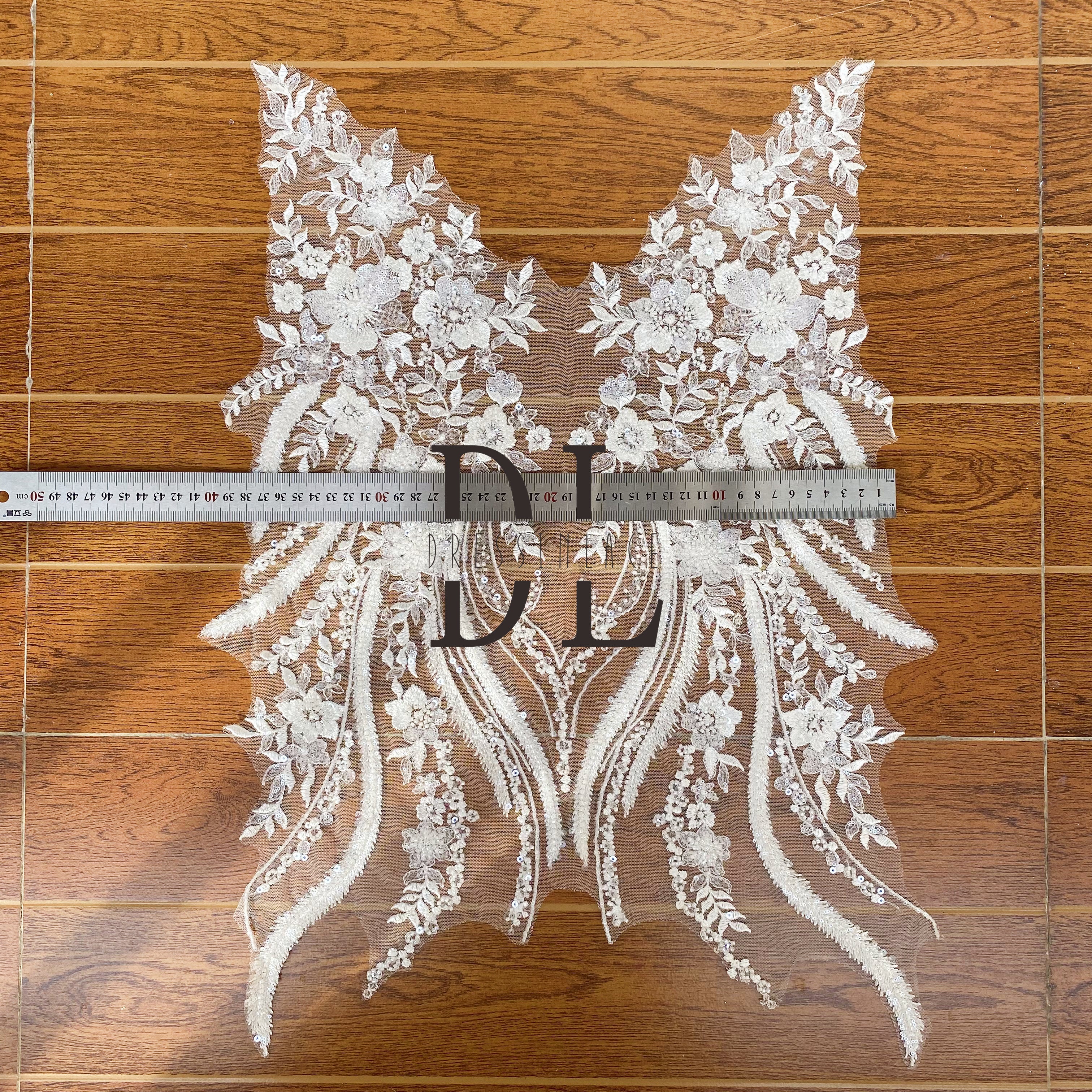 DLM2238 2023 Nuovo design Applique in pizzo con perline e brillantini - Accessorio per abito da sposa DLM2238