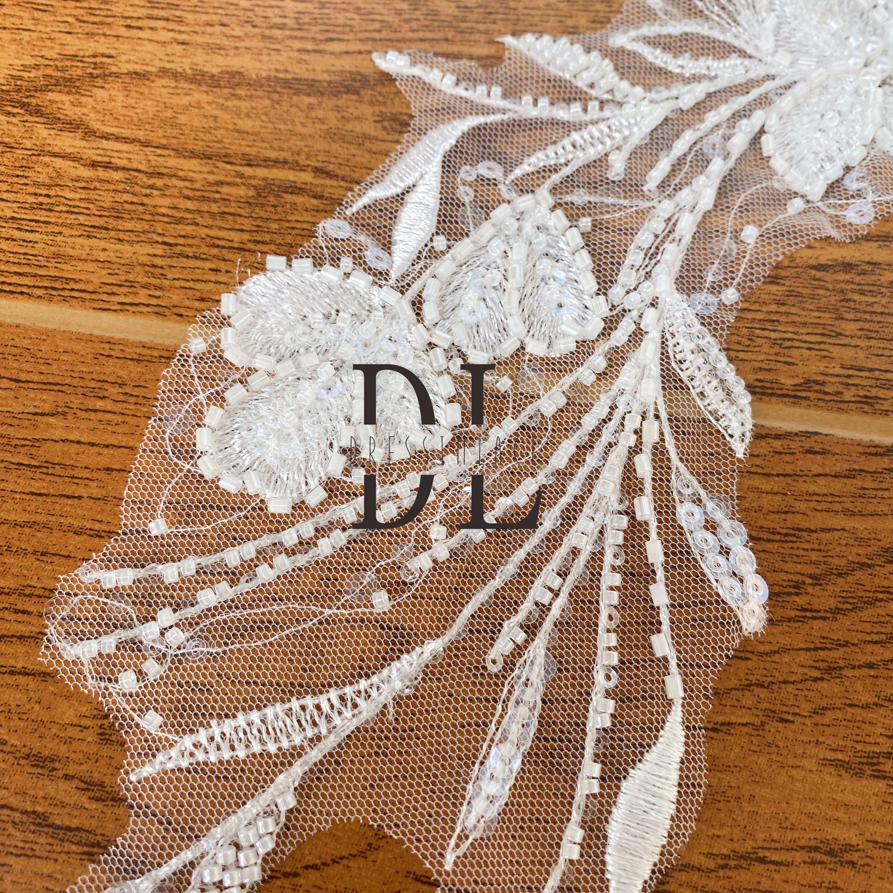 DLM2241 Exquisite Flower Motif with Beads and Sequins - Perfect Bridal Accessories for a Glamorous Look  DLM2241