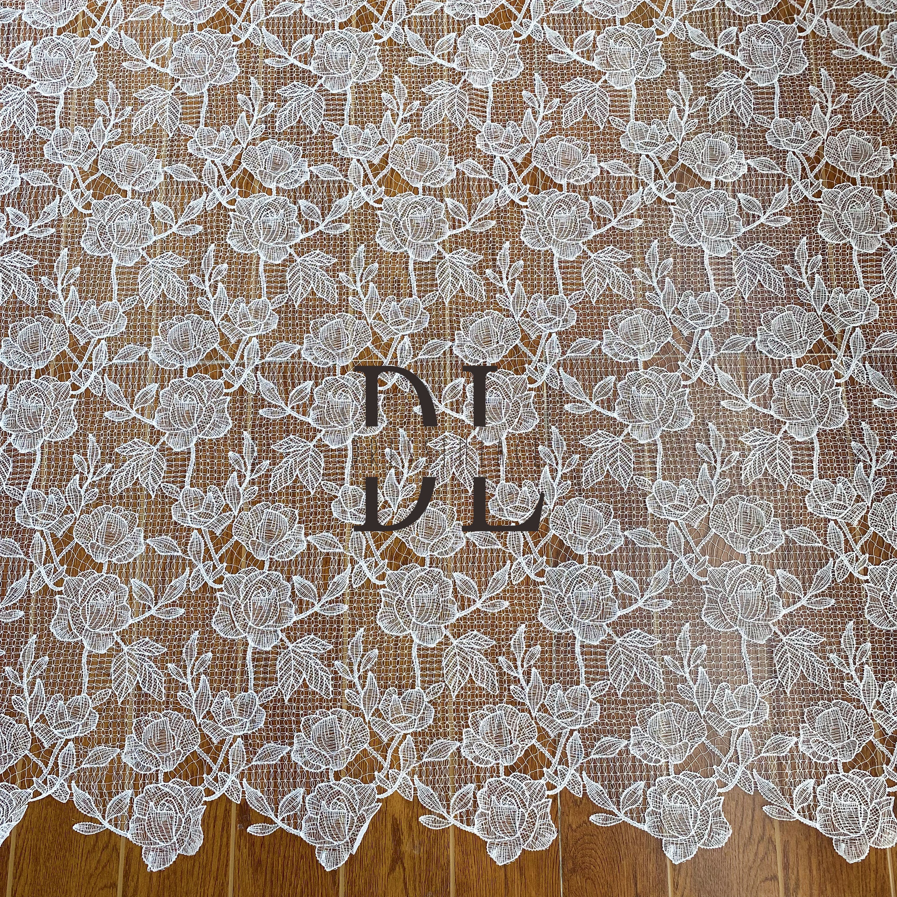 DLG120127 Exquisite Rose Pattern Water Soluble Lace Fabric - Finely Detailed Wedding Lace Design DLG120127