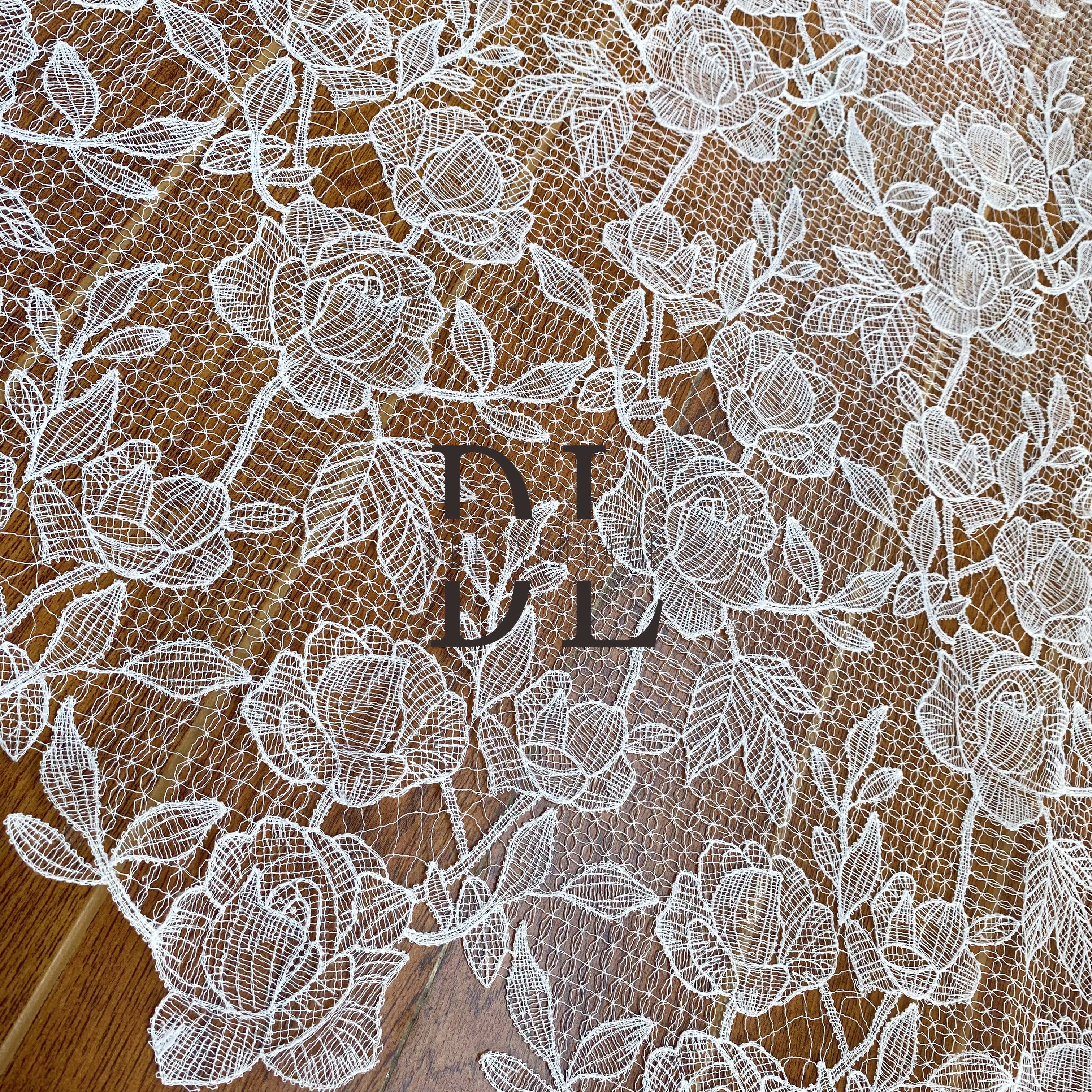 DLG120127 Exquisite Rose Pattern Water Soluble Lace Fabric - Finely Detailed Wedding Lace Design DLG120127