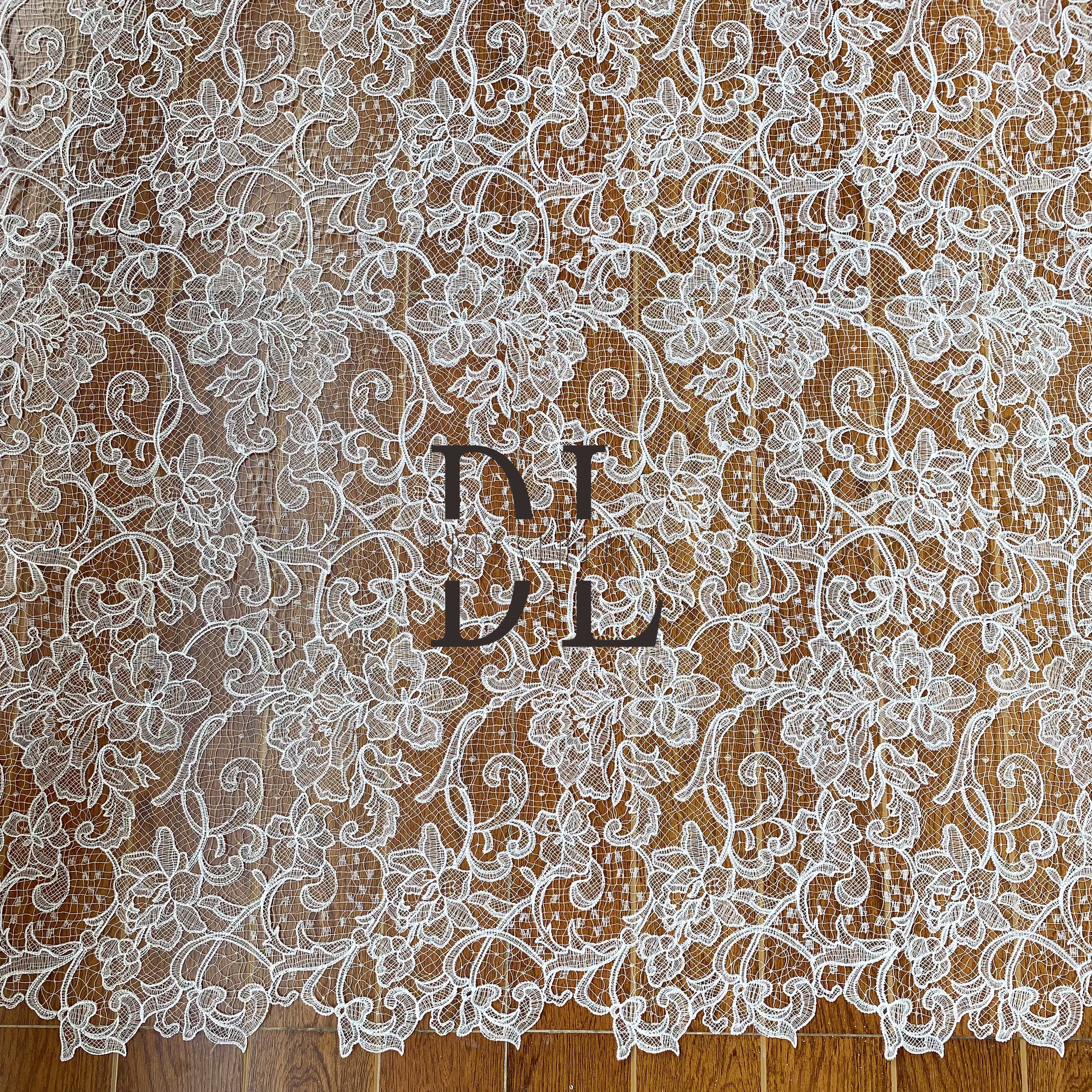 DLG120126 Elegant Water Soluble Lace Fabric for Wedding Dresses - Exquisite Design and Versatile Beauty DLG120126