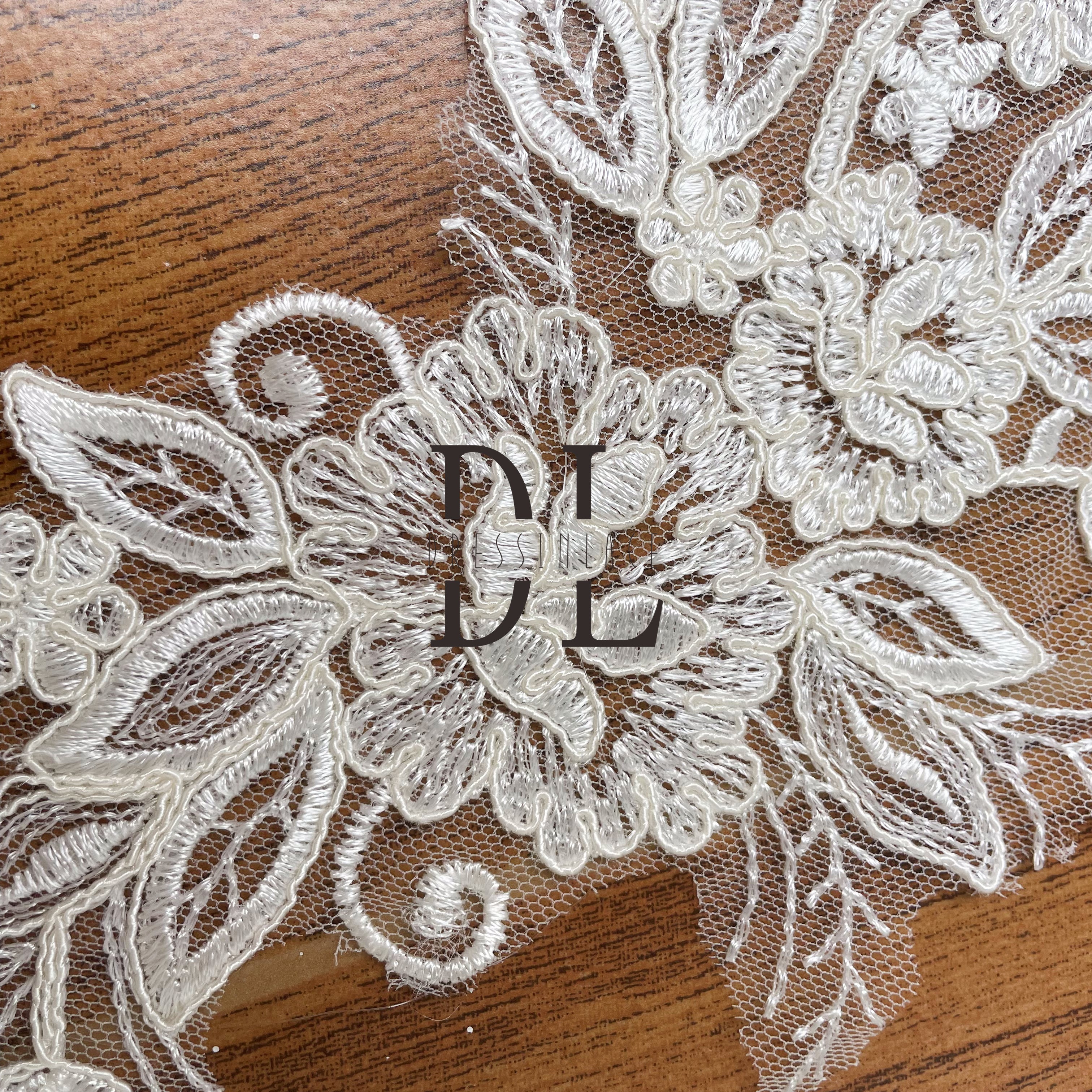 DLM2261 Corded Embroidered lace motifs for bride dresses flowers DIY accessories appliques