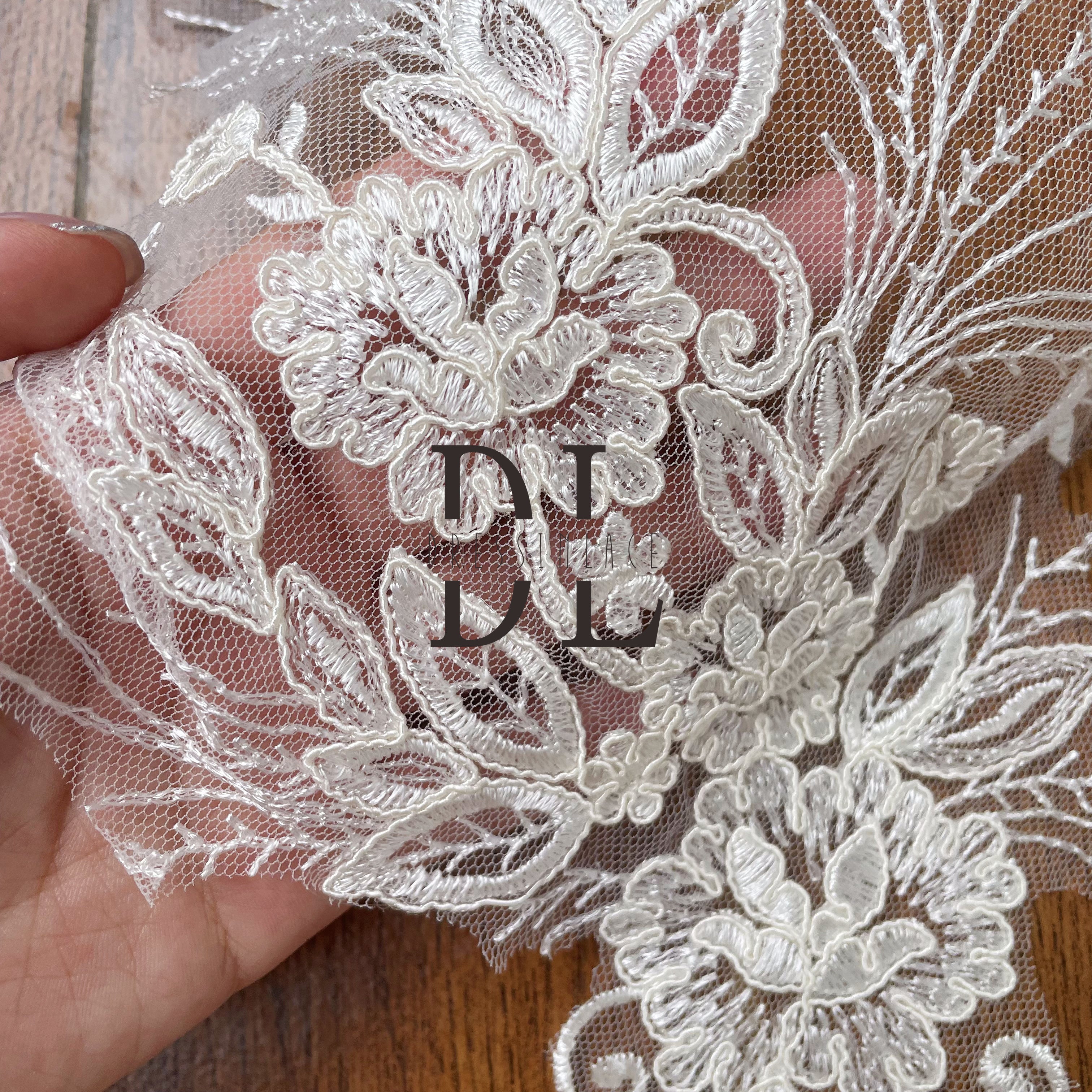 DLM2261 Corded Embroidered lace motifs for bride dresses flowers DIY accessories appliques