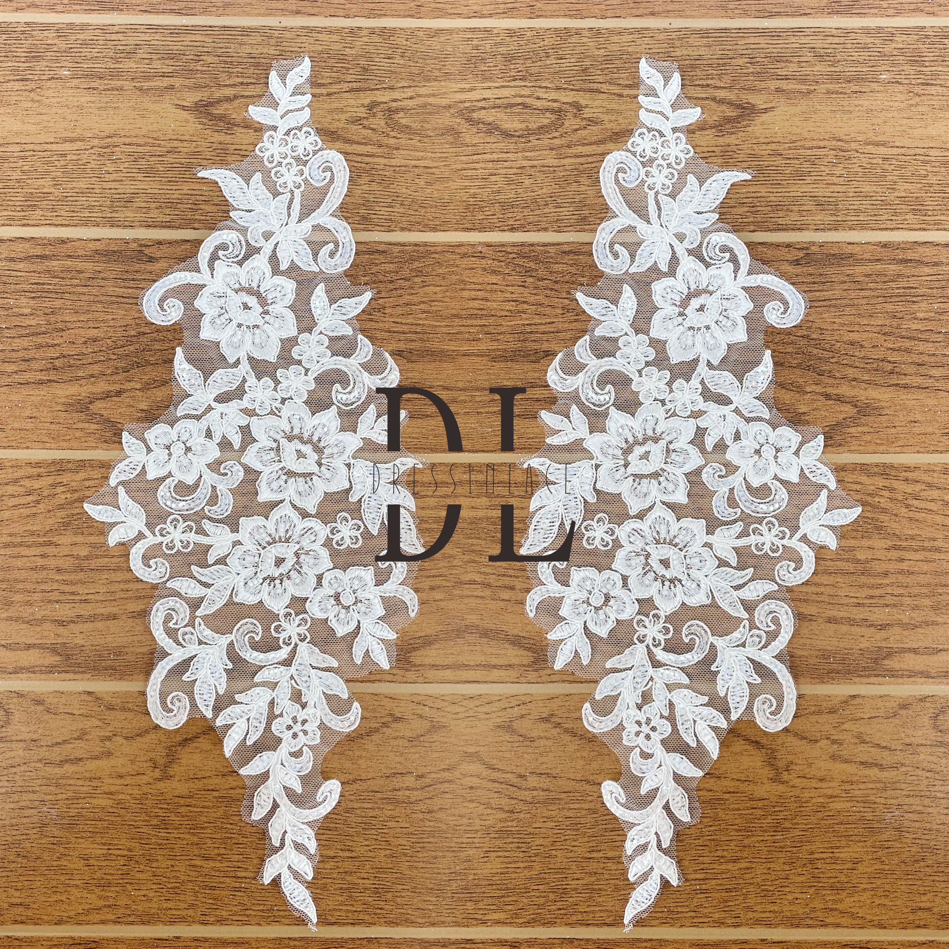 DLM2227 Exquisite Lace Applique with Beads and Shimmering Sequins - Perfect Bridal Accessory DLM2227
