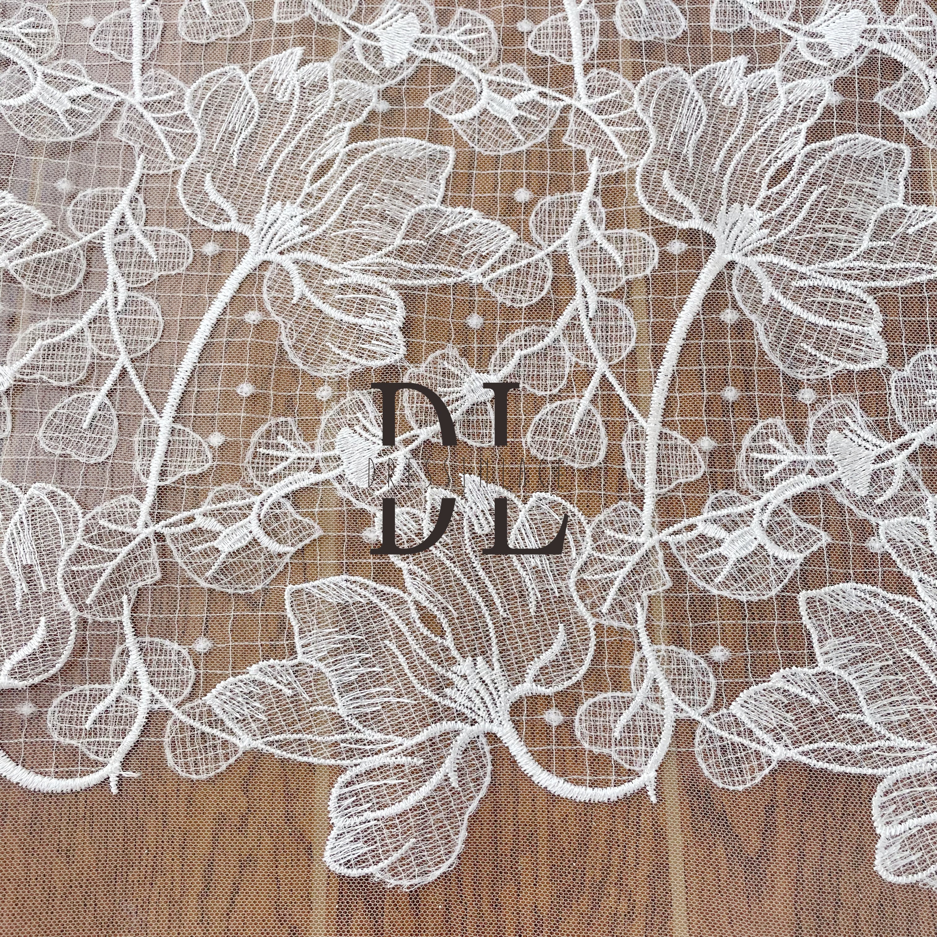 DL120124 Elegant Lace Fabric - Water Soluble, Showcasing Beauty - Must-Have for a Sophisticated Look