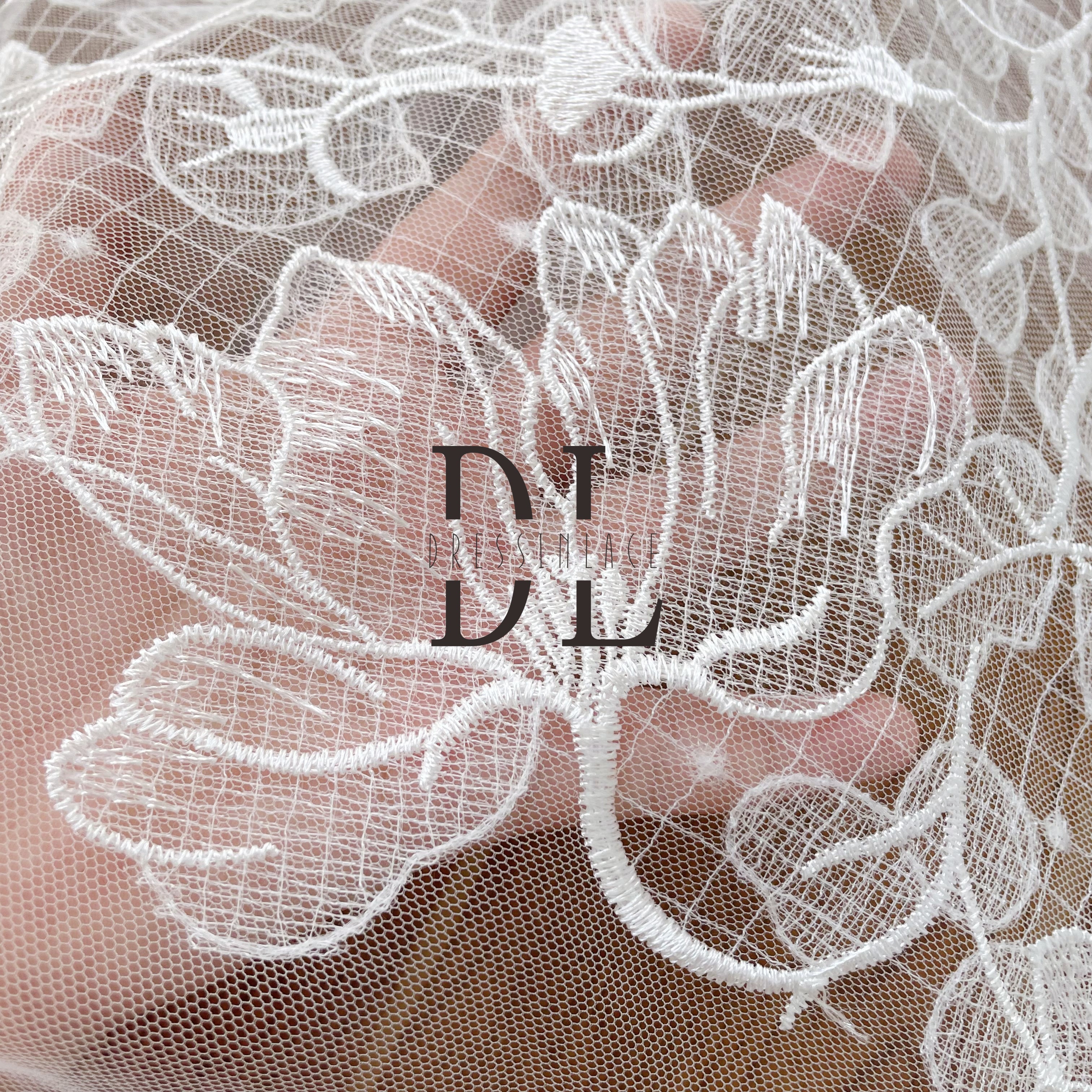 DL120124 Elegant Lace Fabric - Water Soluble, Showcasing Beauty - Must-Have for a Sophisticated Look