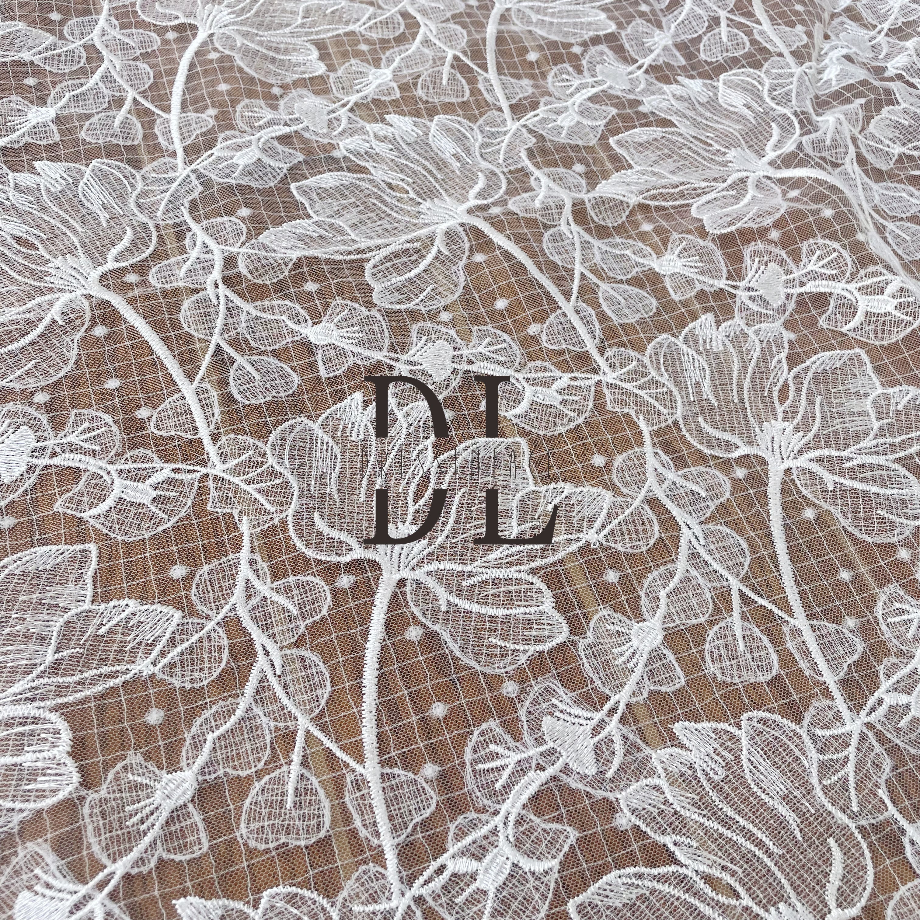 DL120124 Elegant Lace Fabric - Water Soluble, Showcasing Beauty - Must-Have for a Sophisticated Look