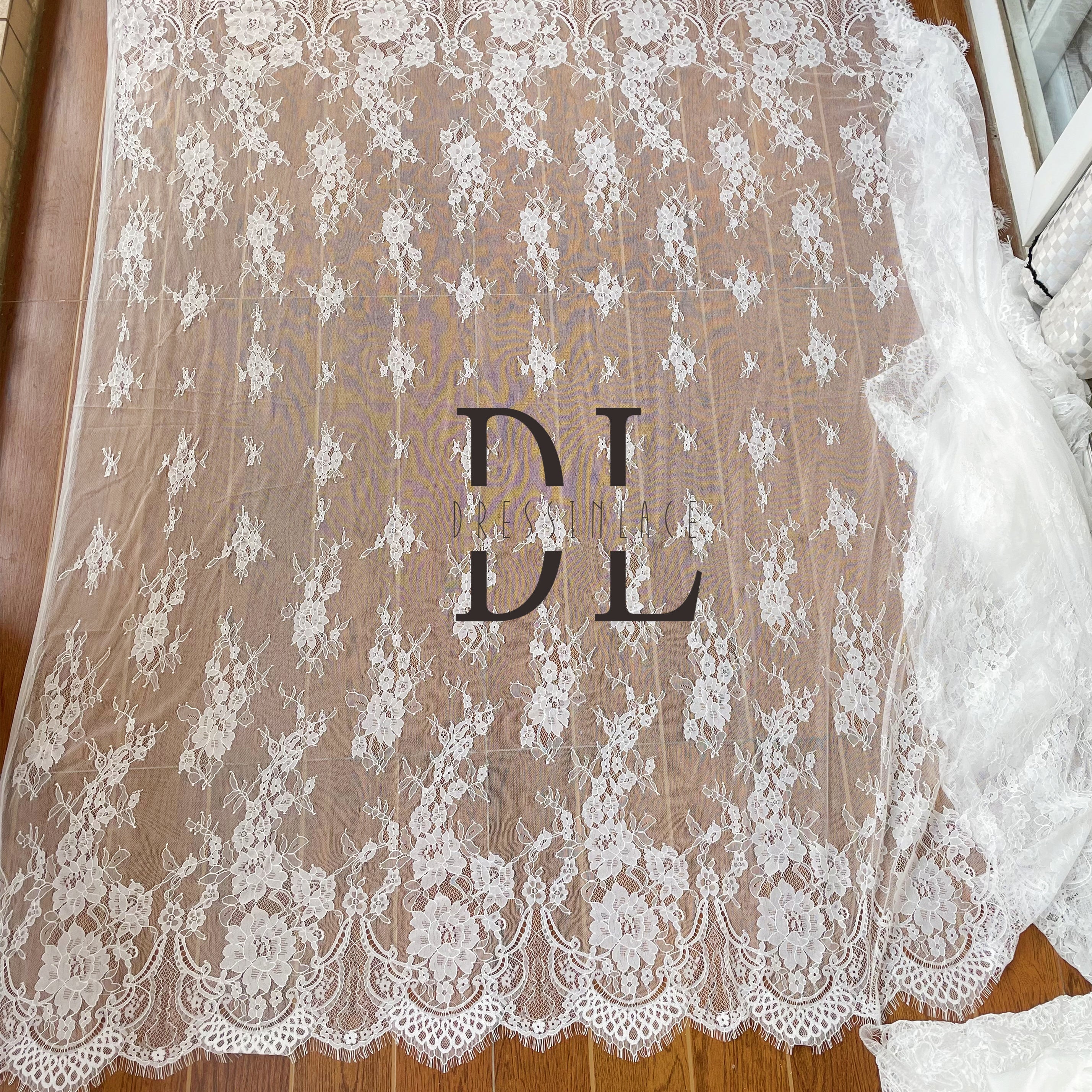 DL15018 Boho Bride French lace eyelash fabric for Wedding Dress - Softy Exquisite Eyelash Material 3yards per pc