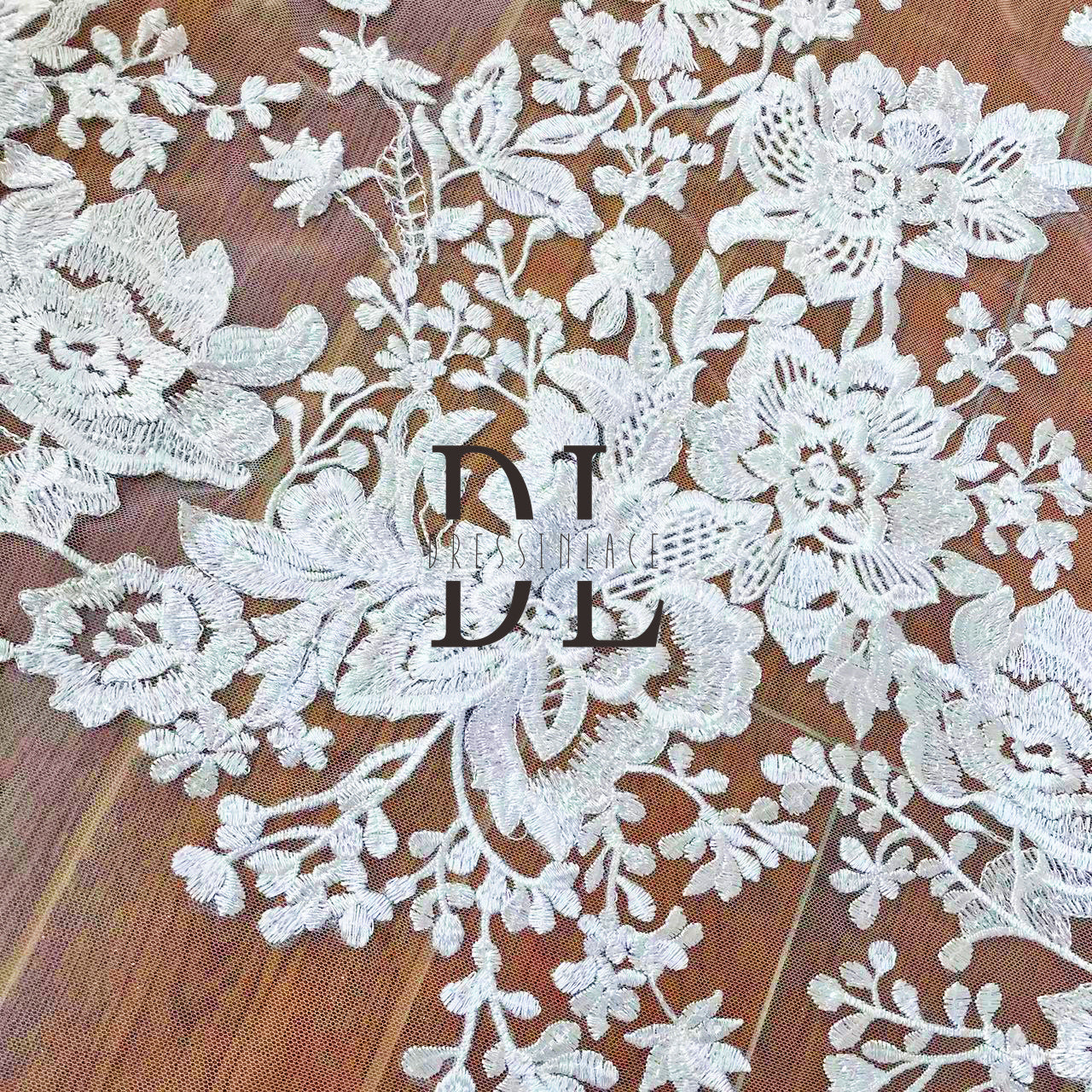 DL130085 Sequined and Embroidered Flowers Lace Fabric for Bridal Dresses – Soft, Skin-Friendly fabrics