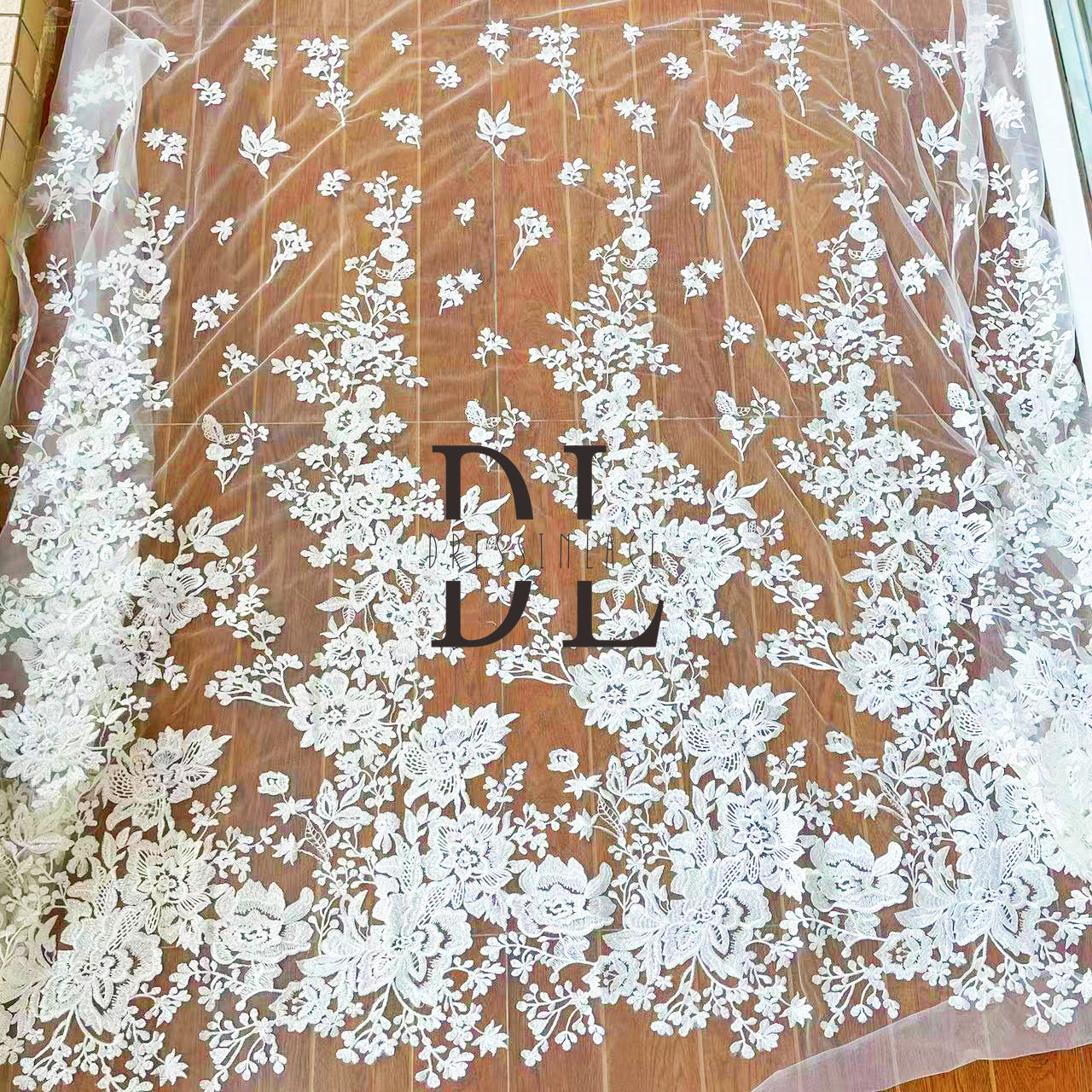 DL130085 Sequined and Embroidered Flowers Lace Fabric for Bridal Dresses – Soft, Skin-Friendly fabrics