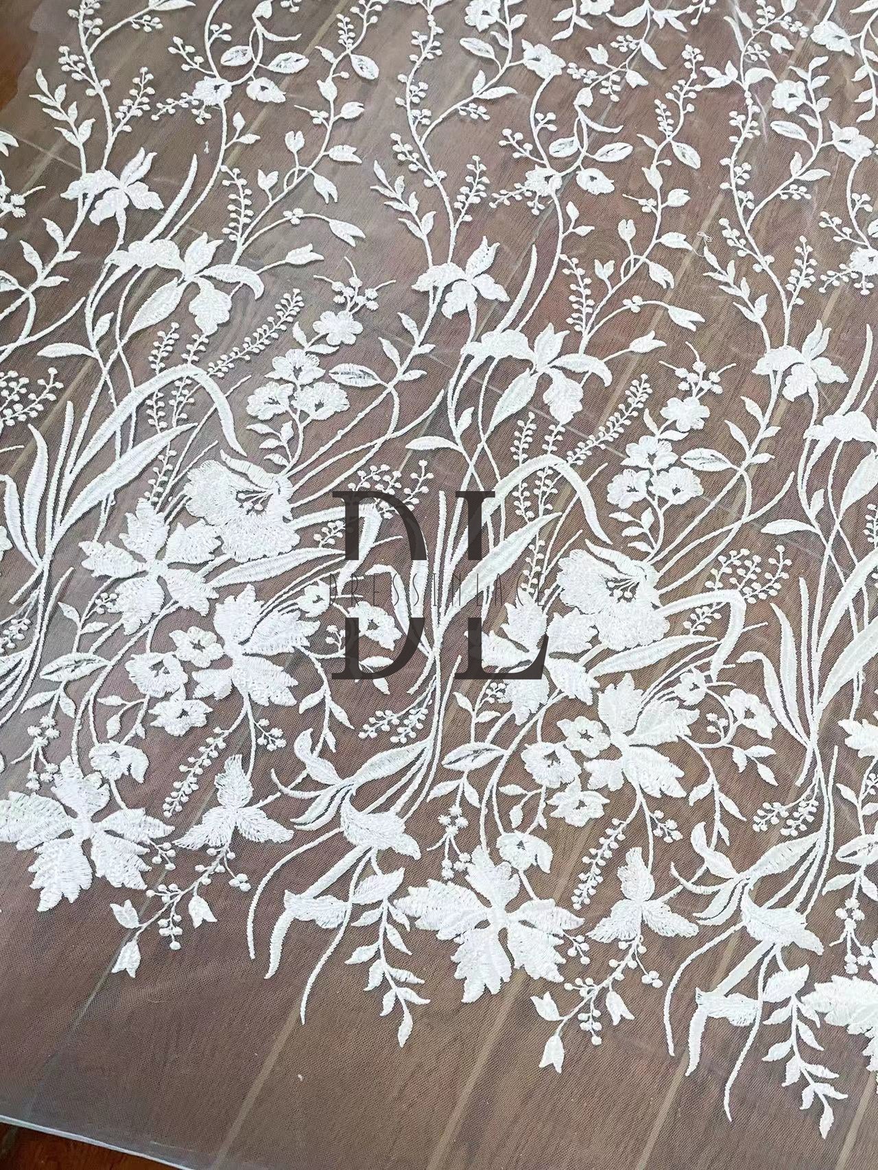 DL130094 Soft Lace Fabric with Many Sequins - High-Quality and Affordable 130cm