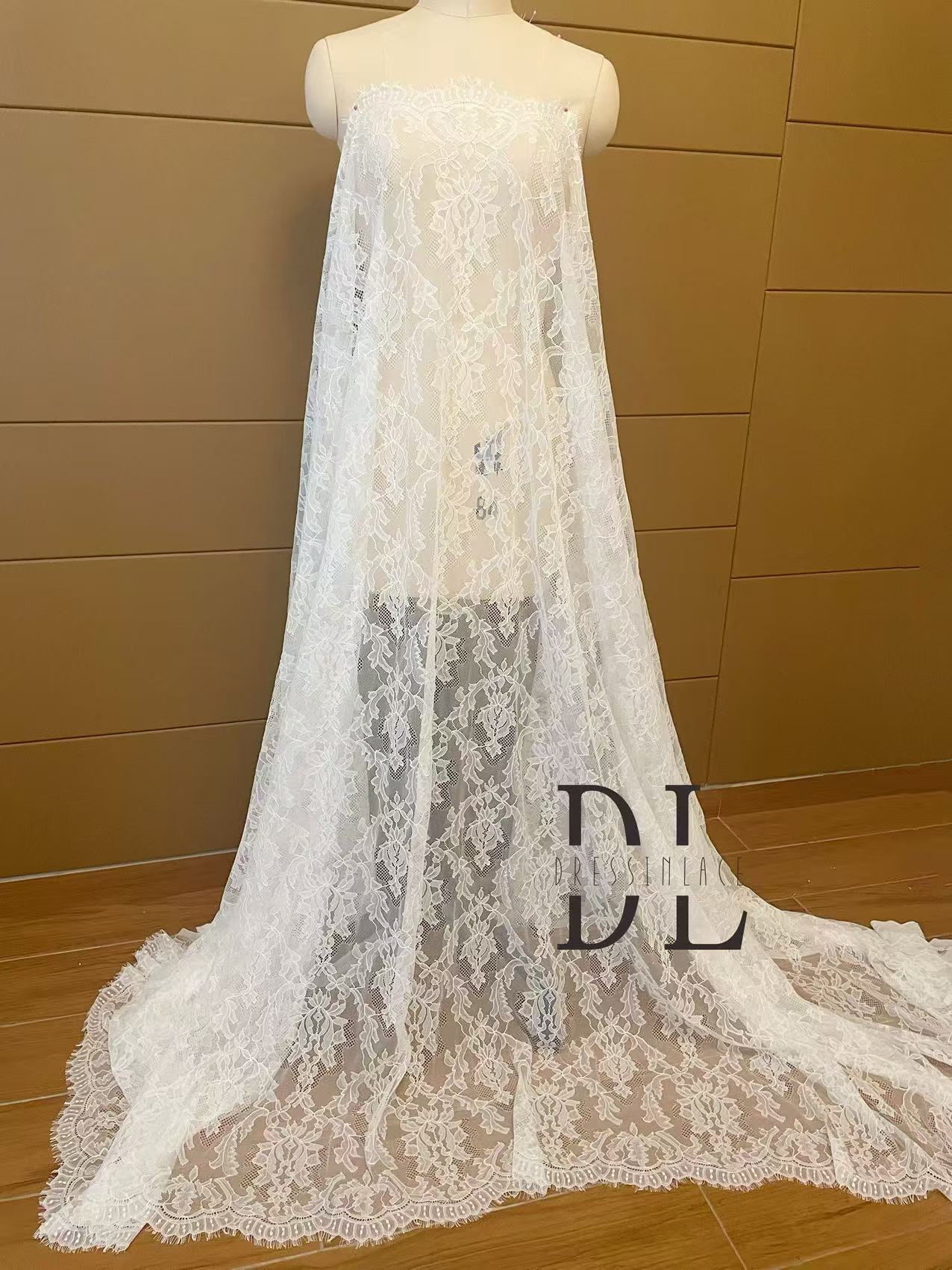 DL15116 Soft eyelash Chantilly lace 3 meters per piece for bridal wedding dresses, home decor