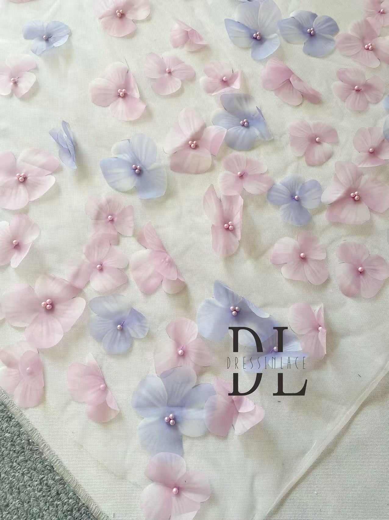DL130234 Colorful 3d flowers lace fabric for bride wedding dresses, veils and home decor